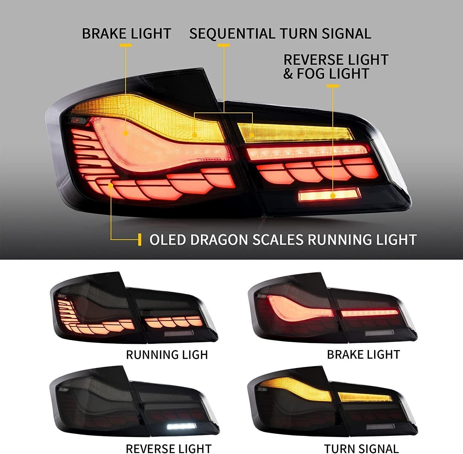 Tail Lights For BMW 5 Series F10 F18 2011 - 2017 - Image 8