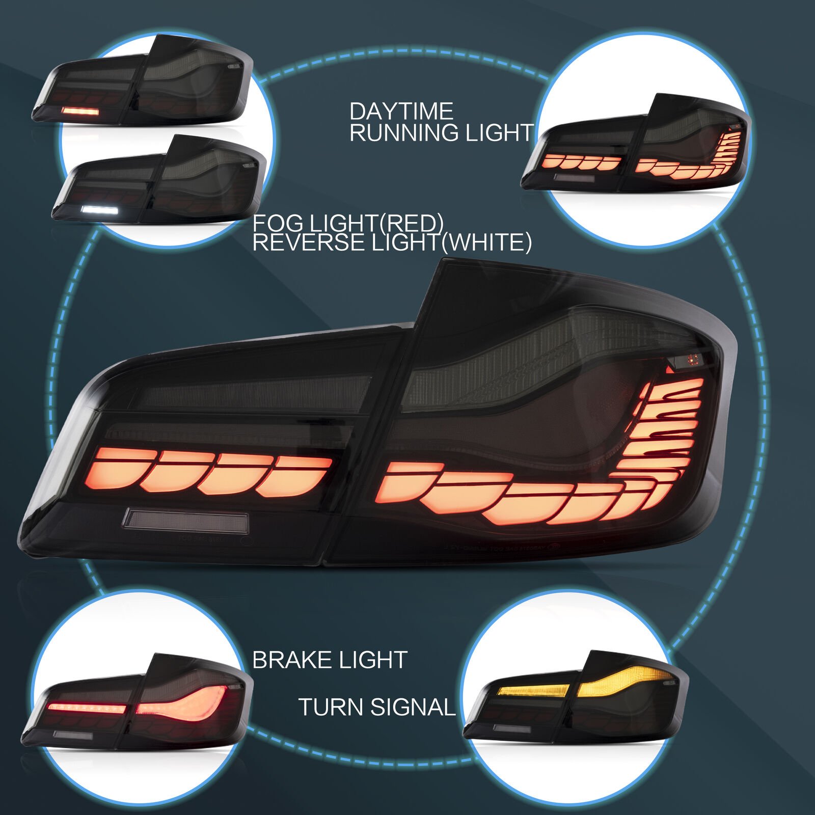 Tail Lights For BMW 5 Series F10 F18 2011 - 2017 - Image 9