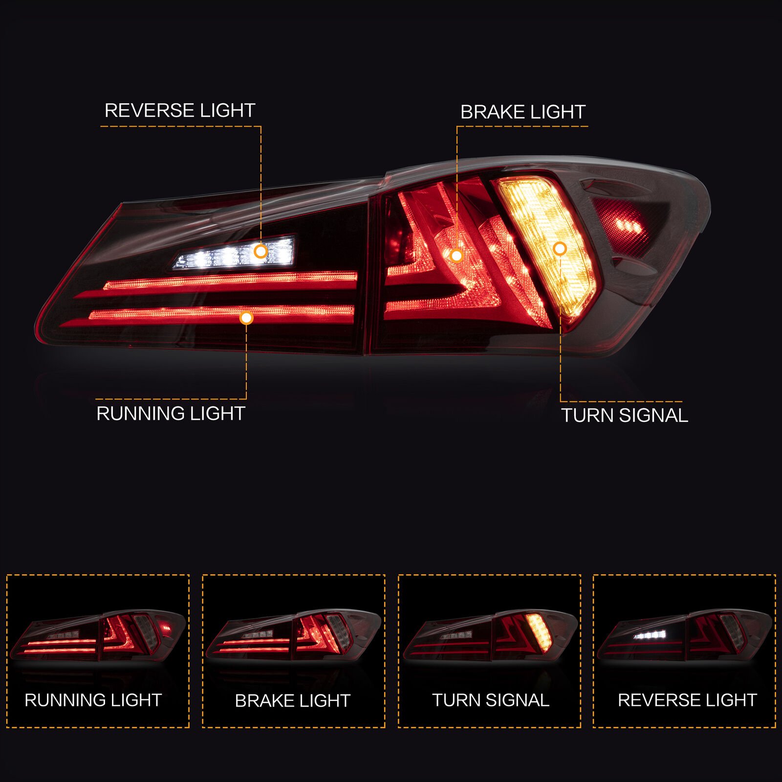 Tail Lights For Lexus IS250 350 ISF 2006 - 2014 - Image 6