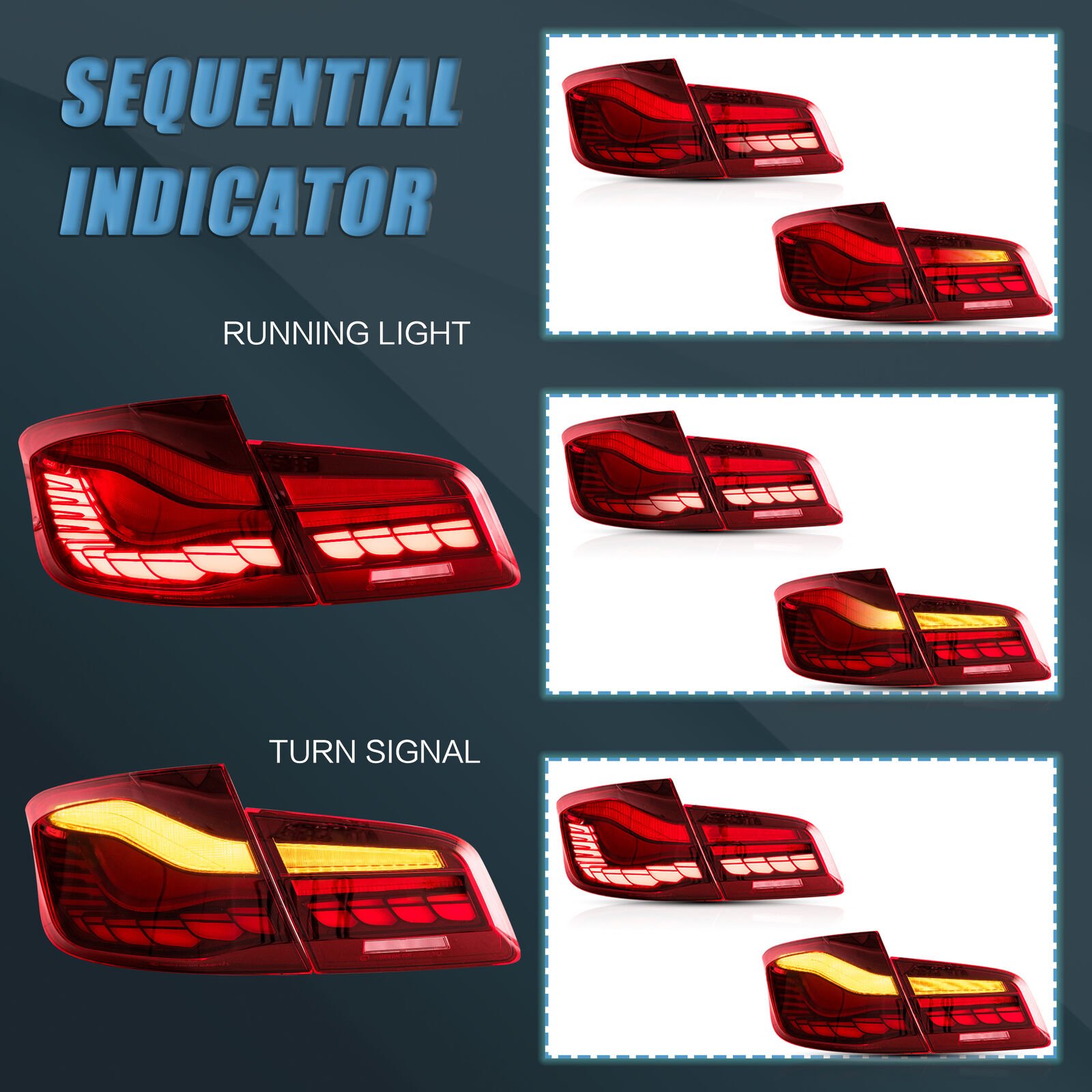 Tail Lights For BMW 5 Series F10 F18 2011 - 2017 - Image 4
