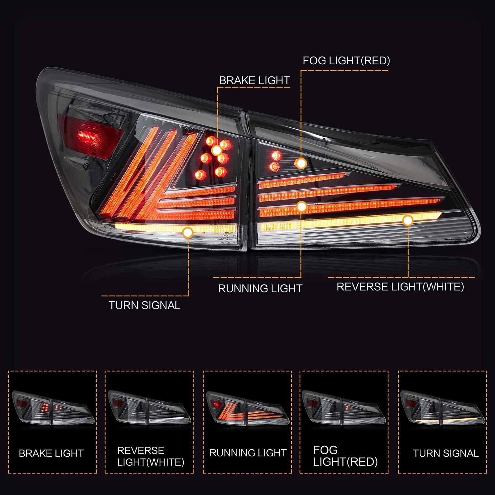 Tail lights for Lexus IS250 2006 - 2013 - Image 8