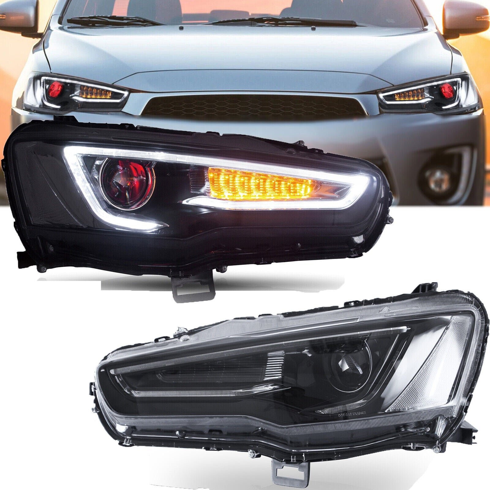 Headlights For Mitsubishi Lancer 2008 - 2017 Pair - Image 8