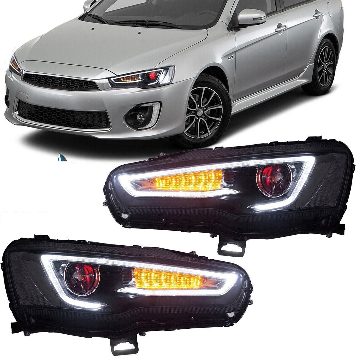 Headlights For Mitsubishi Lancer 2008 - 2017 Pair - Image 6