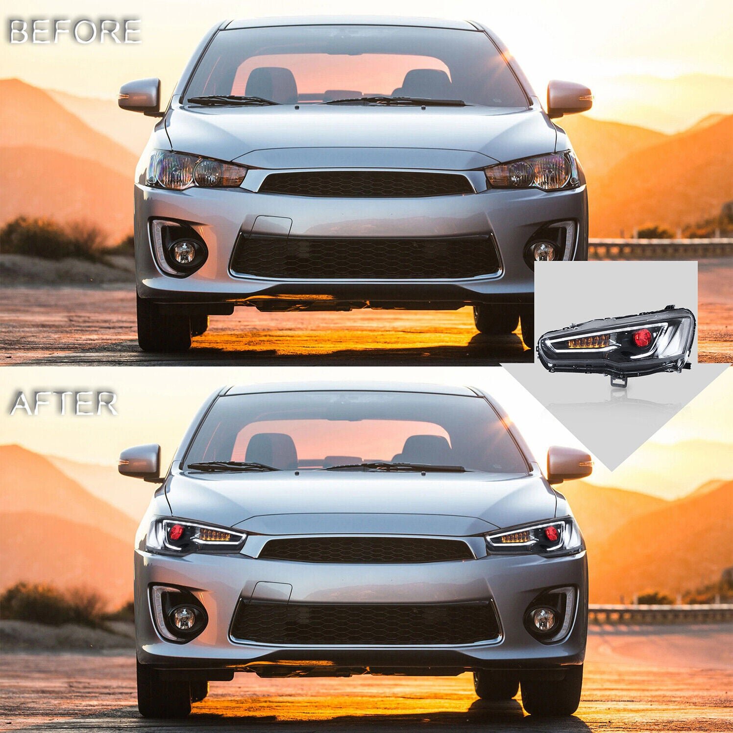 Headlights For Mitsubishi Lancer 2008 - 2017 Pair - Image 5