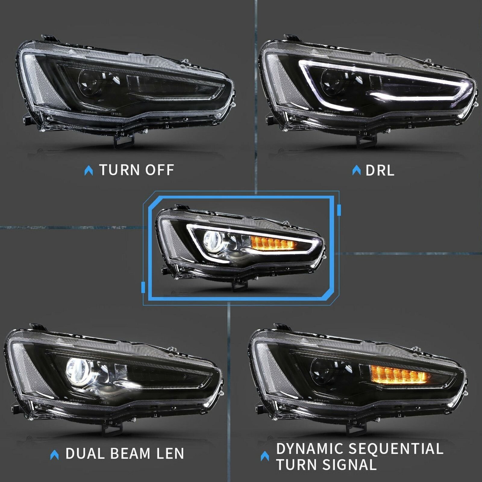 Headlights For Mitsubishi Lancer 2008 - 2017 Pair - Image 10