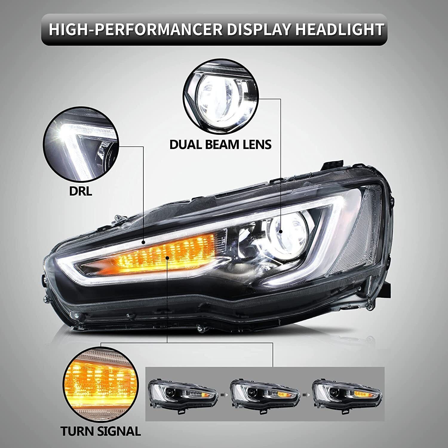 Headlights For Mitsubishi Lancer 2008 - 2017 Pair - Image 13