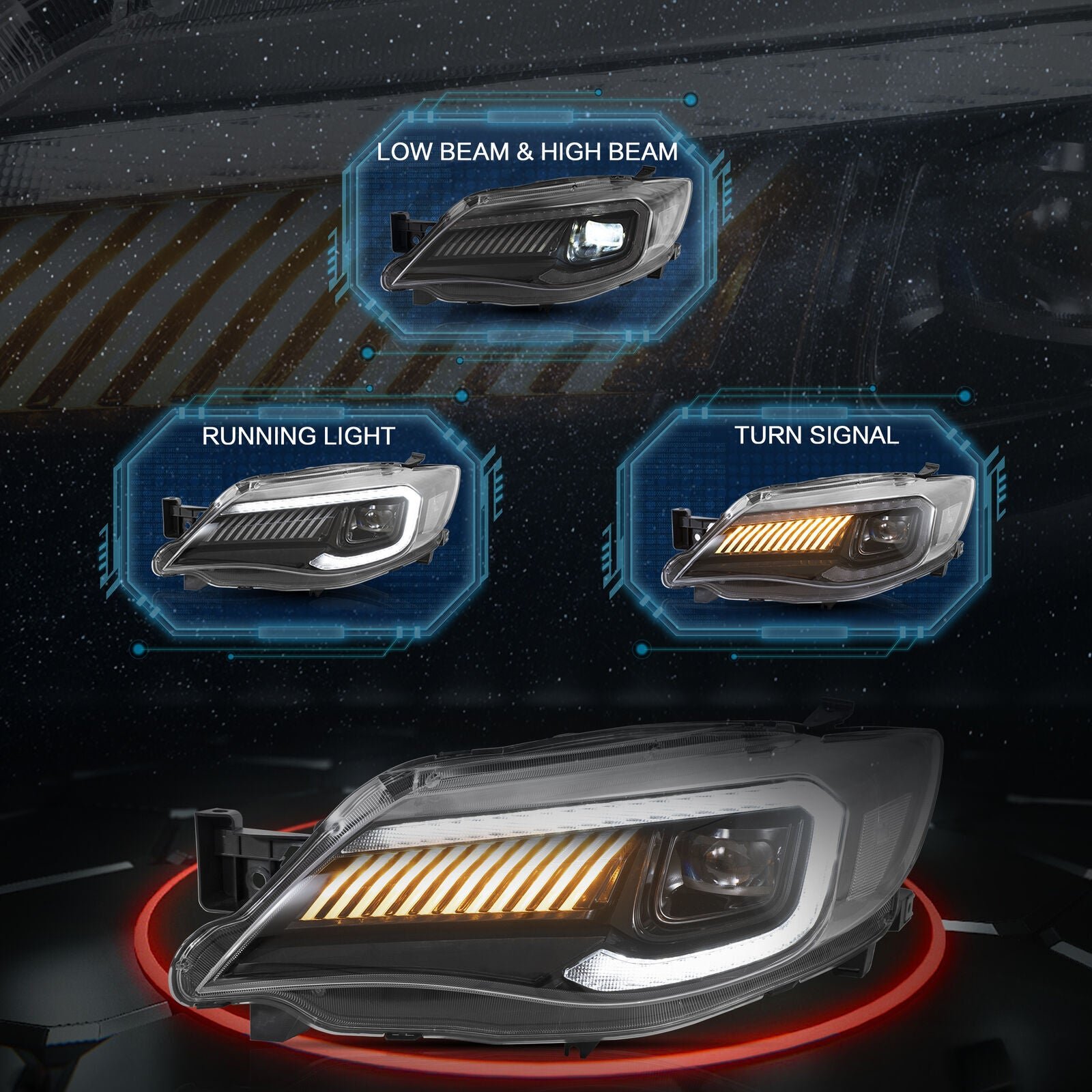 Headlights For Subaru Impreza 2008 - 2011 WRX 2008 - 2014 - Image 7