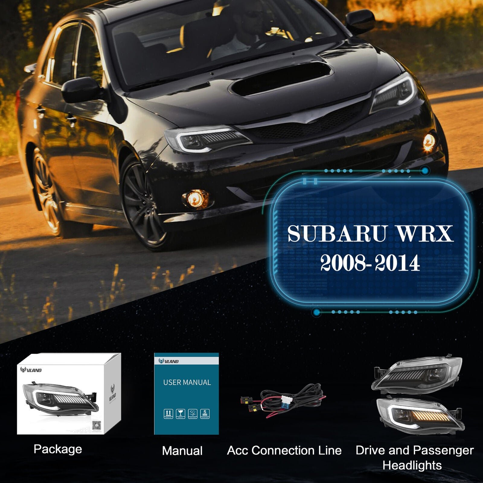 Headlights For Subaru Impreza 2008 - 2011 WRX 2008 - 2014 - Image 4