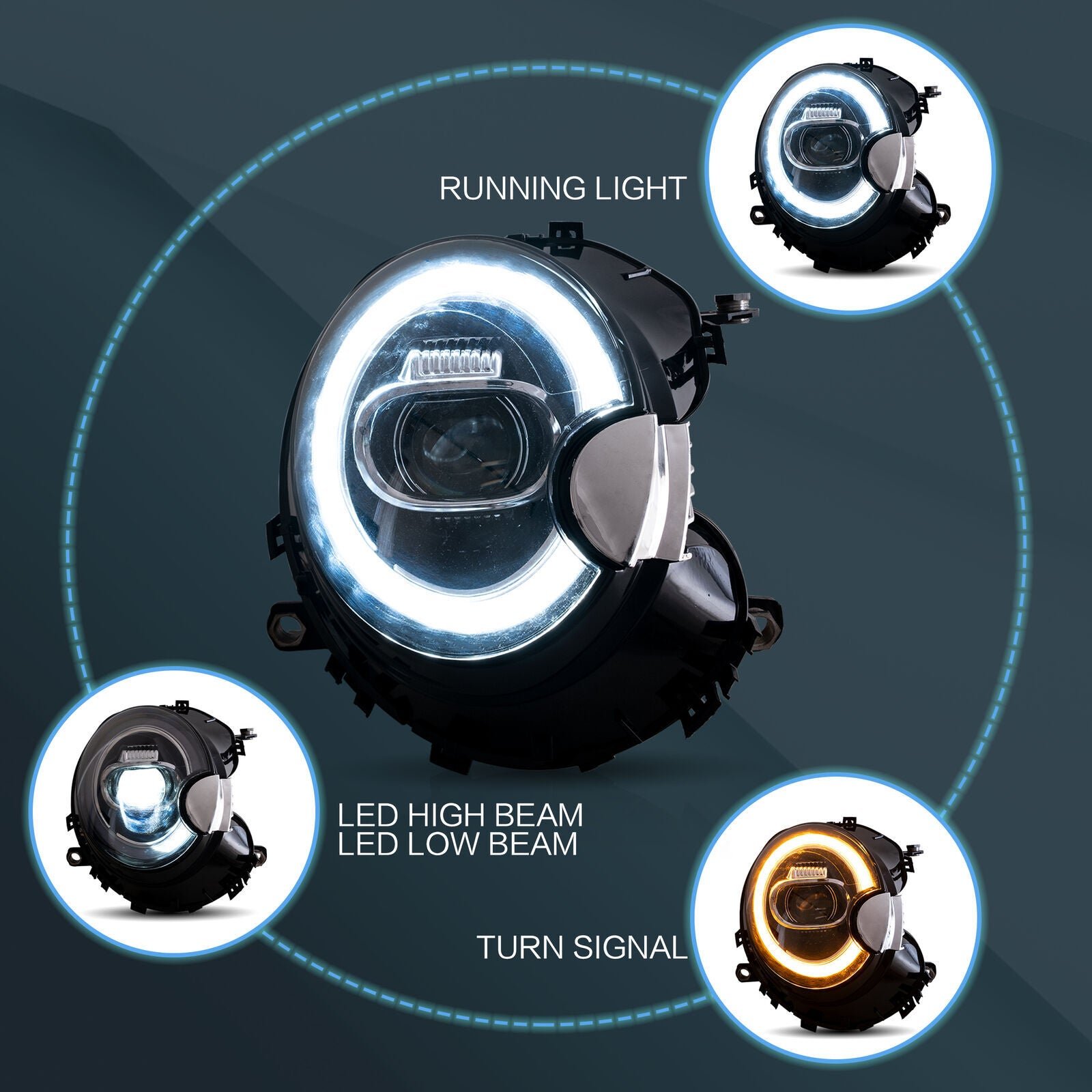 Headlights For 2007 - 2013 Mini Cooper R55/56/57/58/59 - Image 4