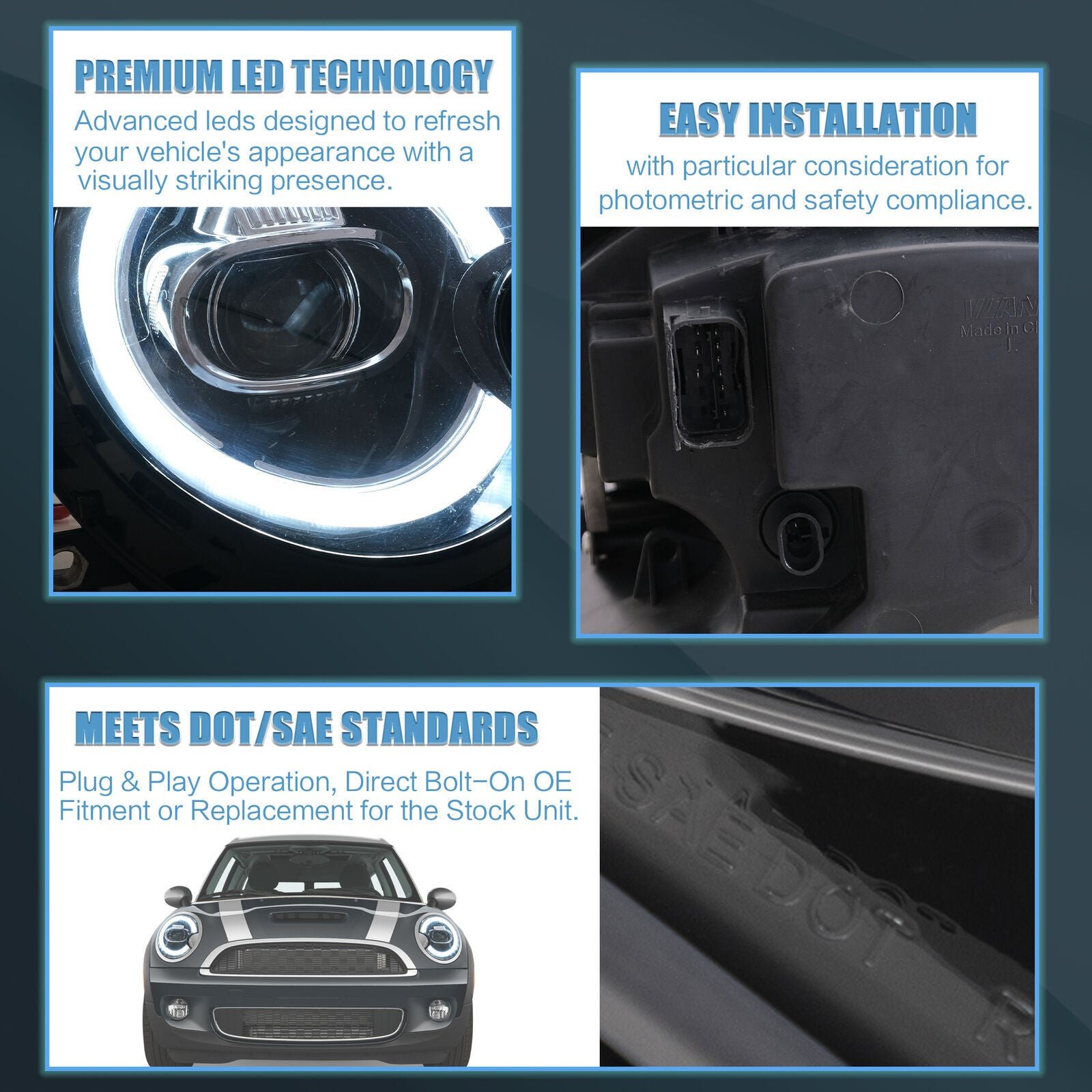 Headlights For 2007 - 2013 Mini Cooper R55/56/57/58/59 - Image 2