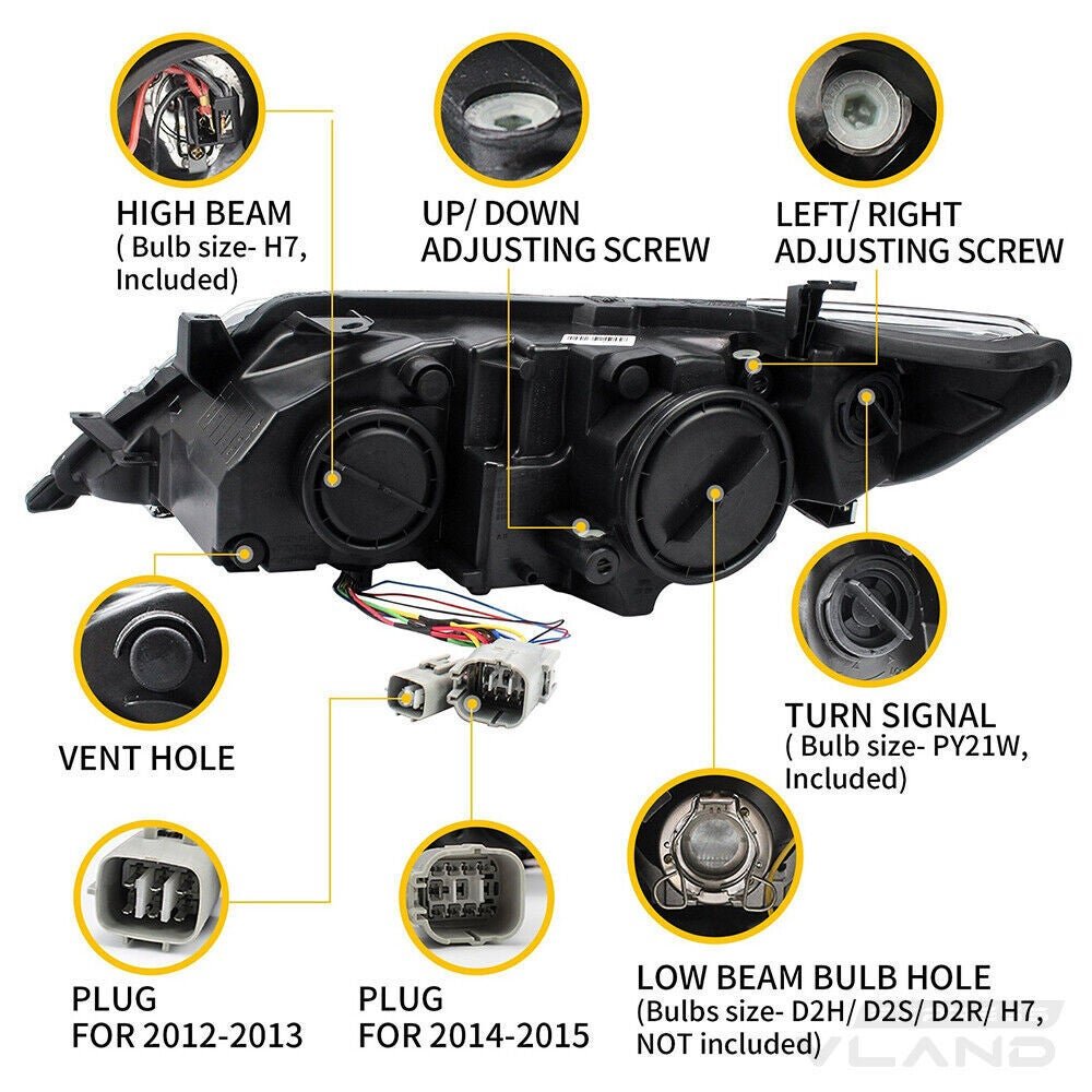 Headlights For Toyota Camry 2012 - 2014 Pair - Image 3