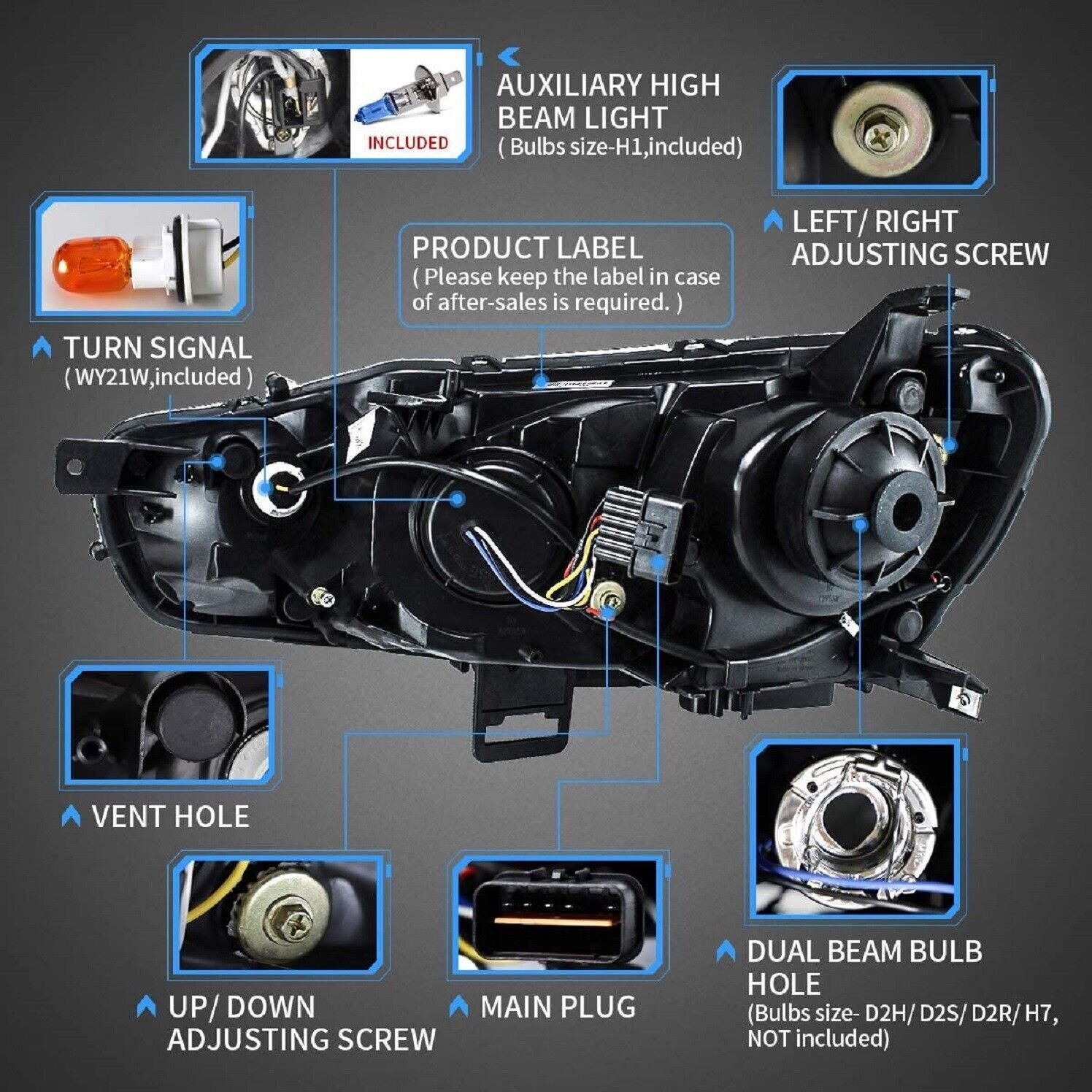 Headlights For Lancer CF CJ EVO X Sedan 2007 - 2018 - Image 4