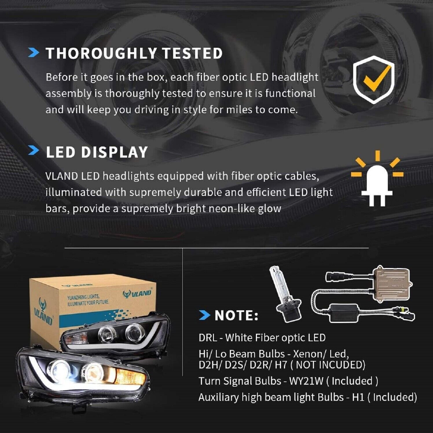 Headlights For Lancer CF CJ EVO X Sedan 2007 - 2018 - Image 3