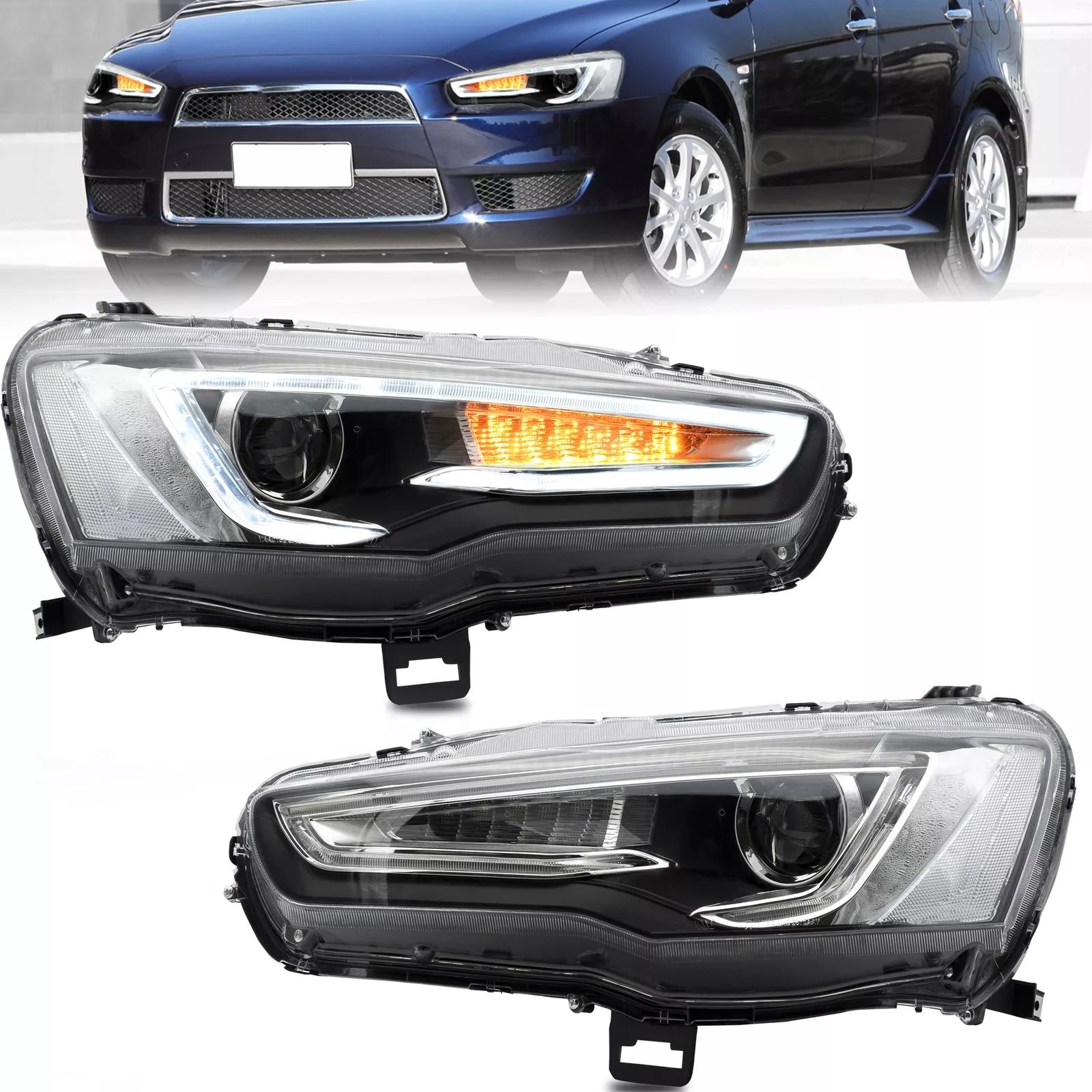 Headlights For Mitsubishi Lancer 2008 - 2017 Pair - Image 12