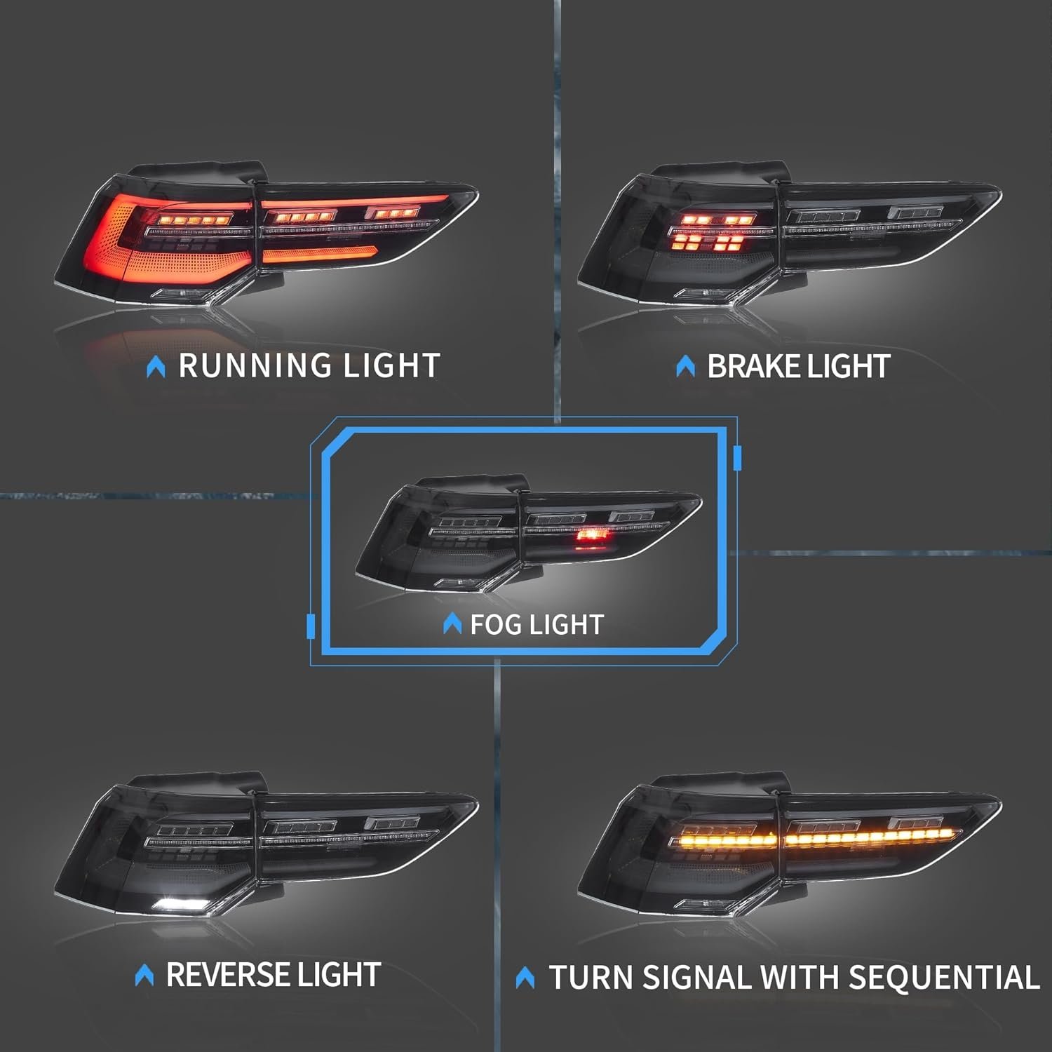 Tail Lights for Golf Volkswagen VW MK8 Hatchback With Sequential Turn Signals Pair - Image 14