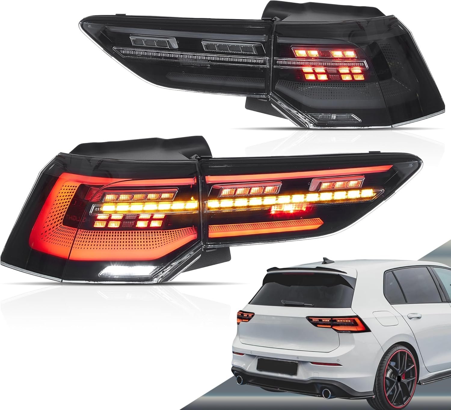 Tail Lights for Golf Volkswagen VW MK8 Hatchback With Sequential Turn Signals Pair - Image 9