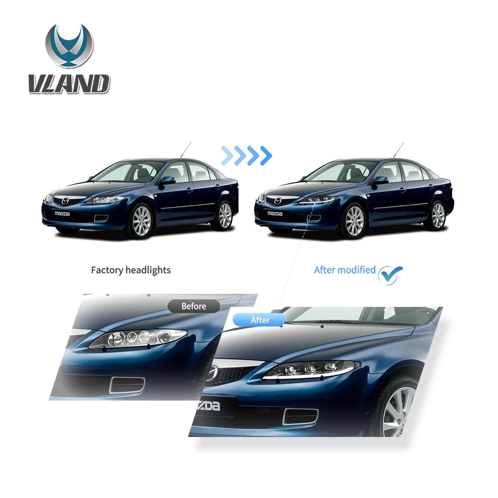 Projector Headlights For Mazda 6 2003 - 2008 Pair - Image 8