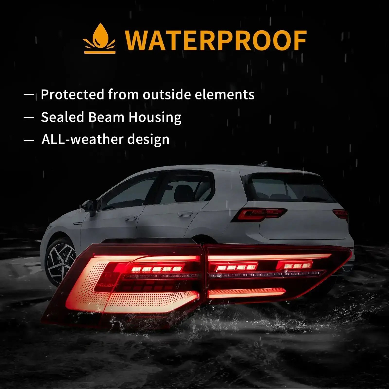 Tail Lights for Golf Volkswagen VW MK8 Hatchback With Sequential Turn Signals Pair - Image 8