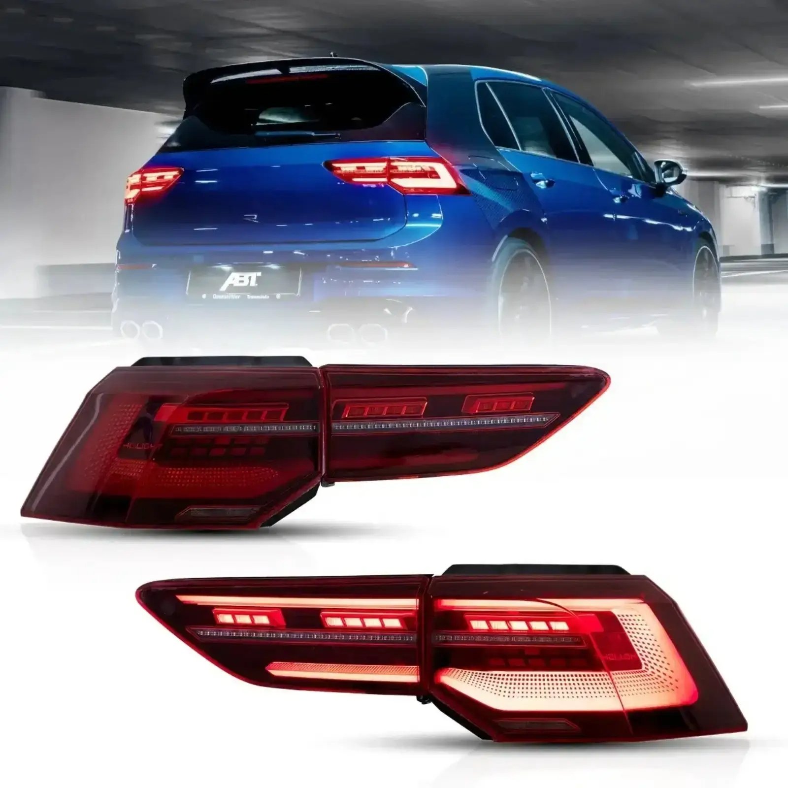 Tail Lights for Golf Volkswagen VW MK8 Hatchback With Sequential Turn Signals Pair