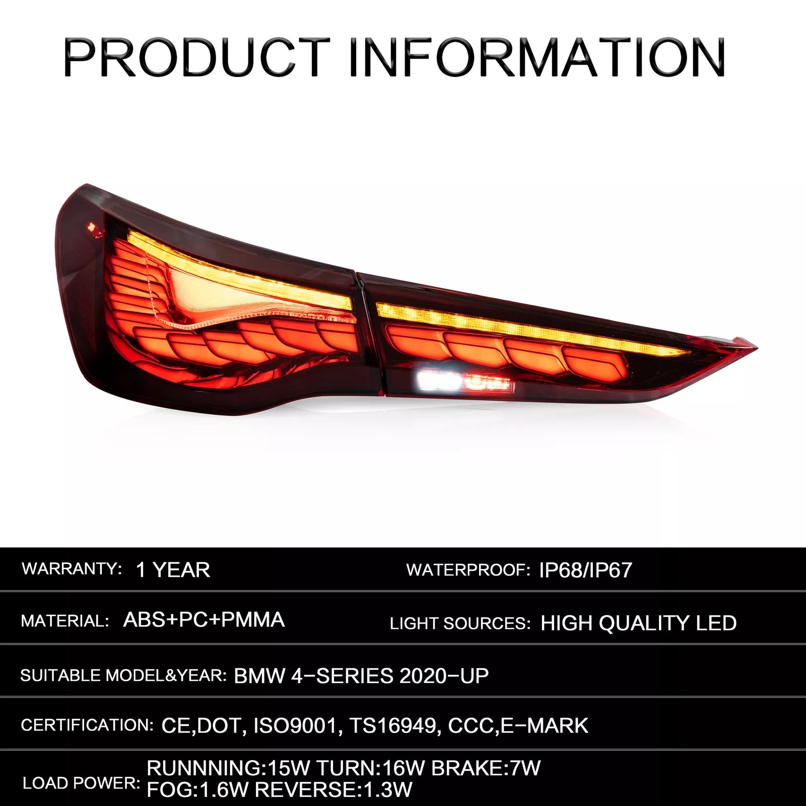 Tail Lights For BMW 4Series G22 G23 G26 G28 2020 - 2024 Pair - Image 8