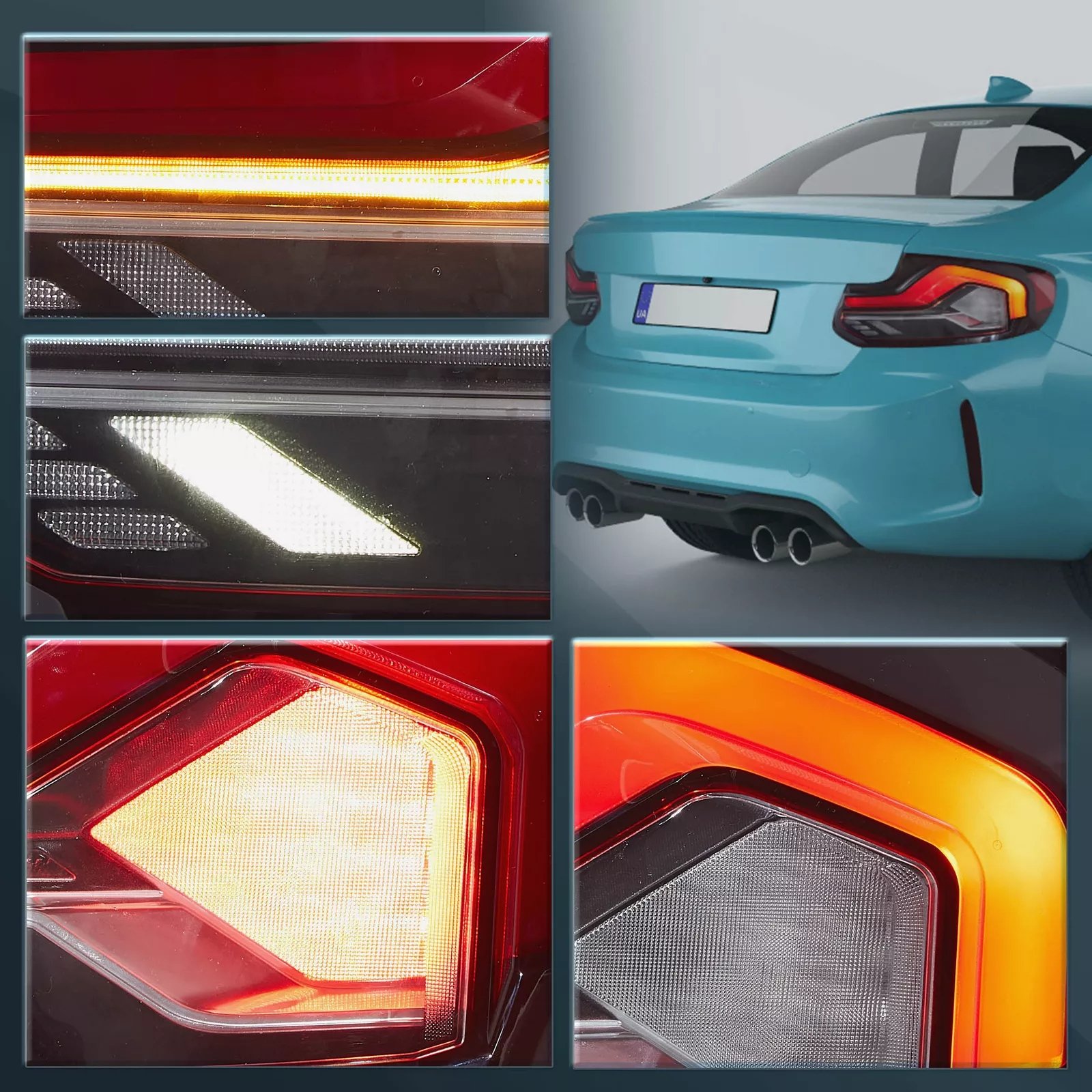 Tail Lights For 2014-20 BMW 2Series F22 F23 M2 Pair - Image 3