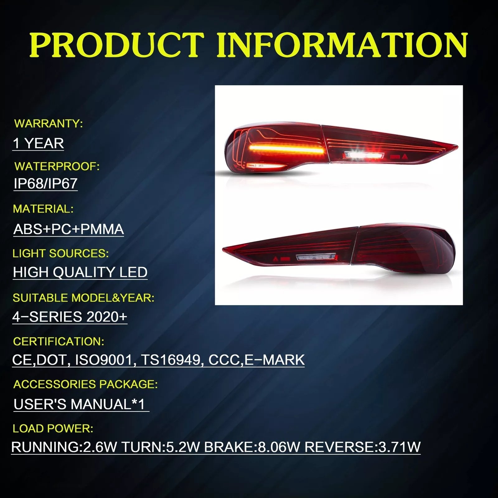 Tail Lights Pair For BMW 4 Series G22 G23 G26 G82 2020 - 2024 with Sequential - Image 8