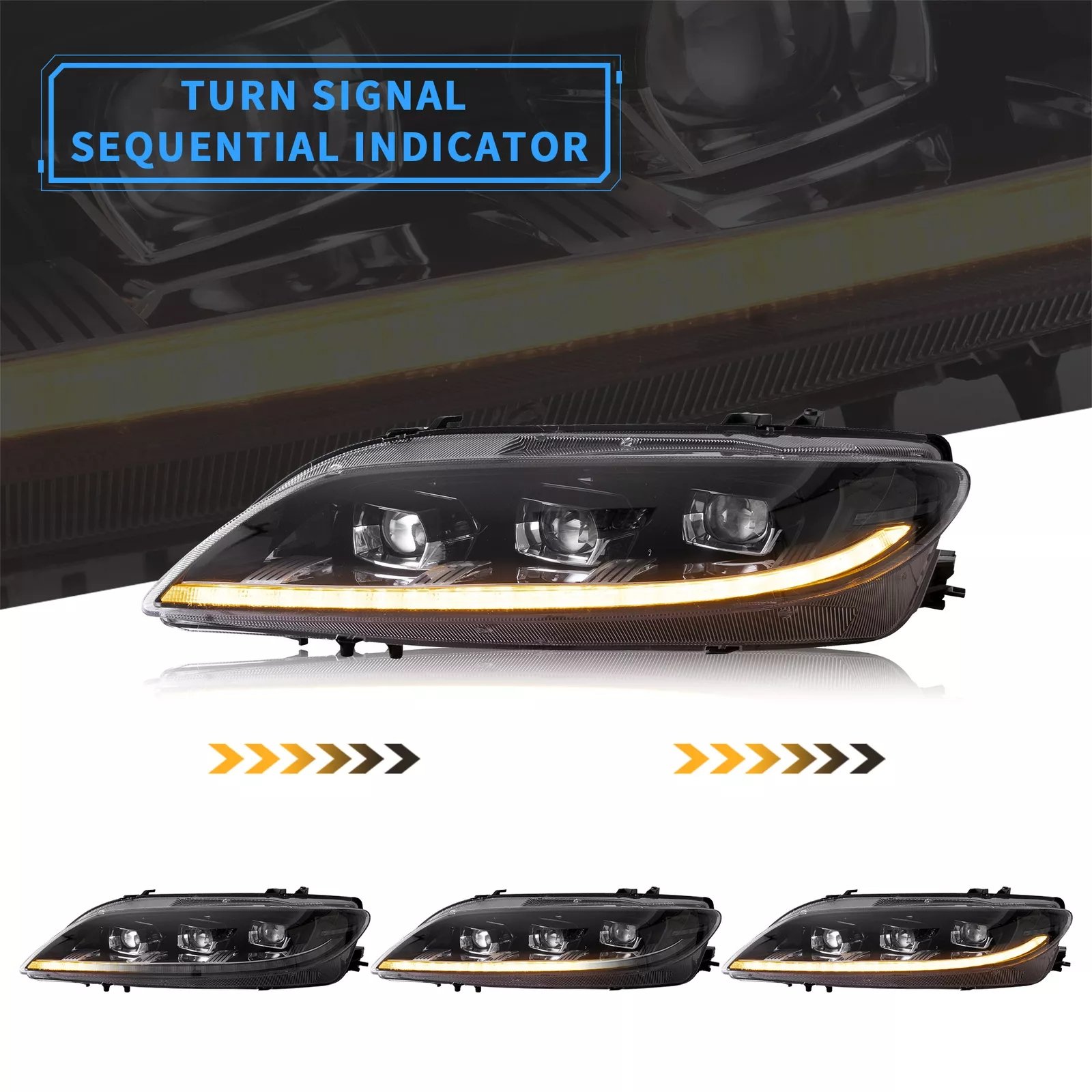 Projector Headlights For Mazda 6 2003 - 2008 Pair - Image 4
