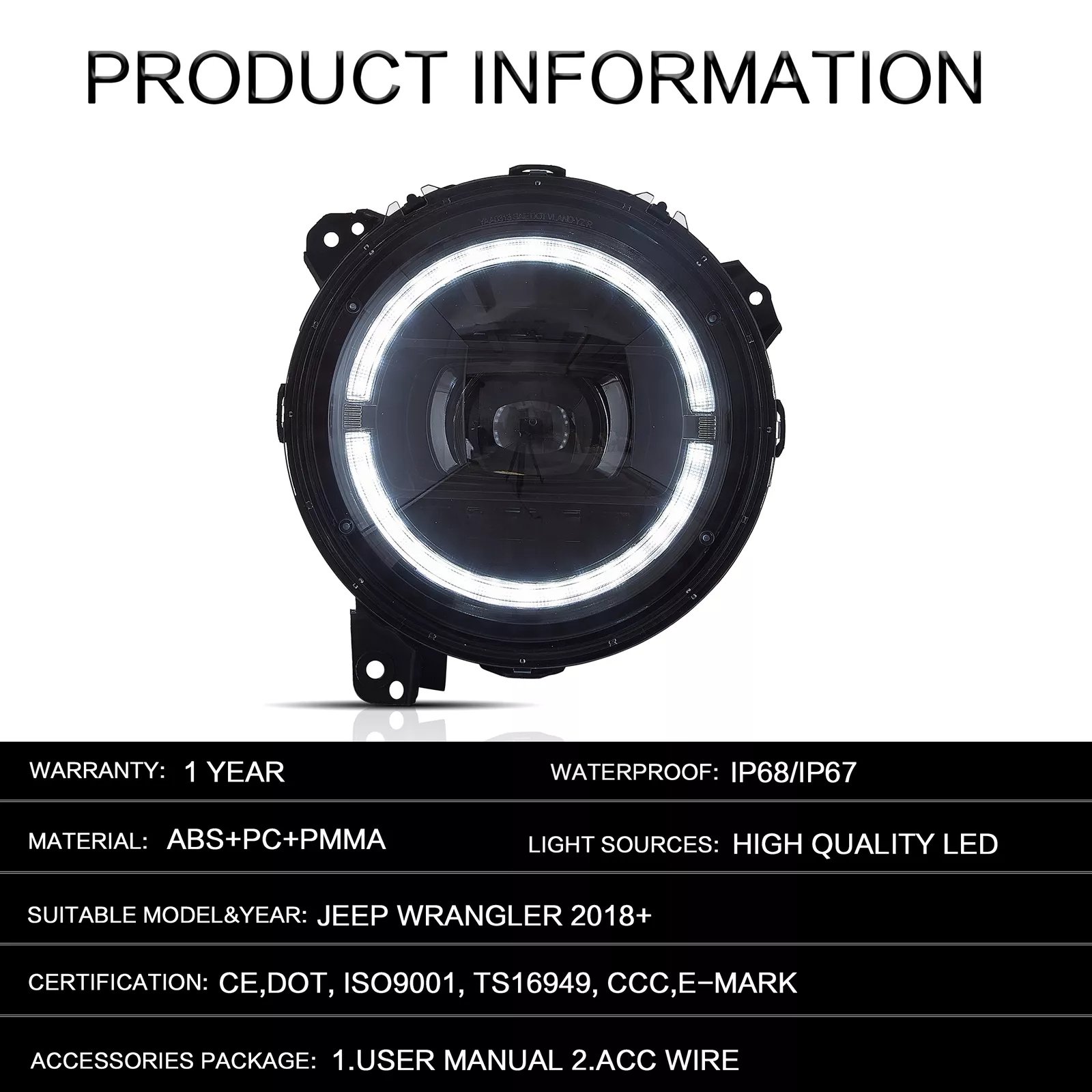 Headlights For 2018-2023 Jeep Wrangler JL JLU JT Rubicon Front Lamp - Image 5