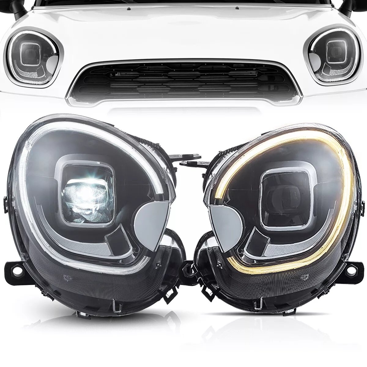 Headlights For 2010-16 Mini Cooper Countryman R60 Pair