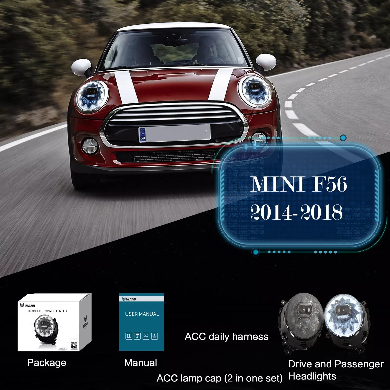 Headlights Pair For 2014-2018 BMW Mini Cooper F56 F55 F57 With Sequential Indicator - Image 5