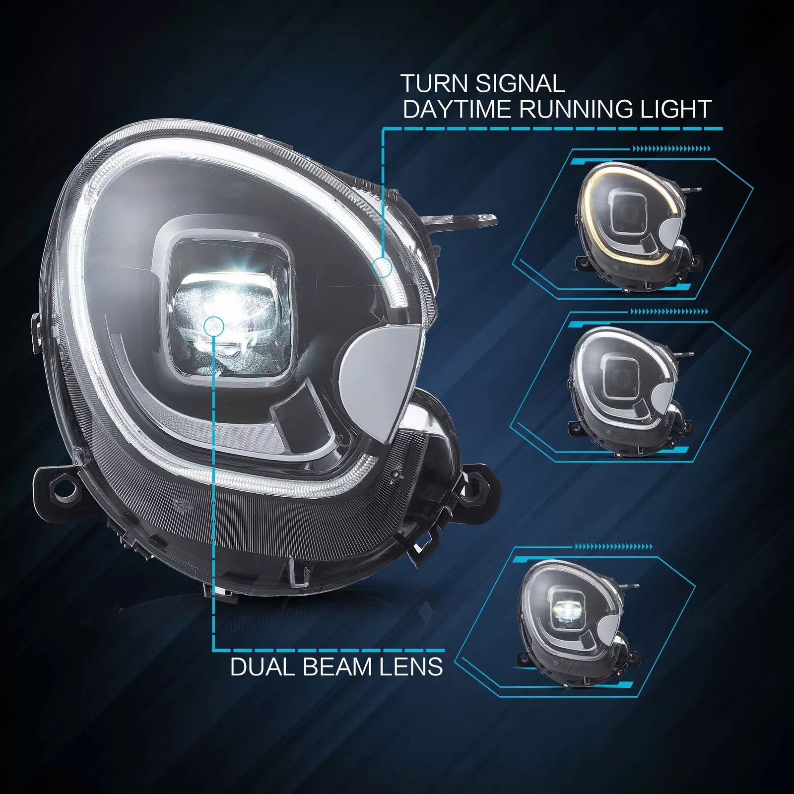 Headlights For 2010-16 Mini Cooper Countryman R60 Pair - Image 8