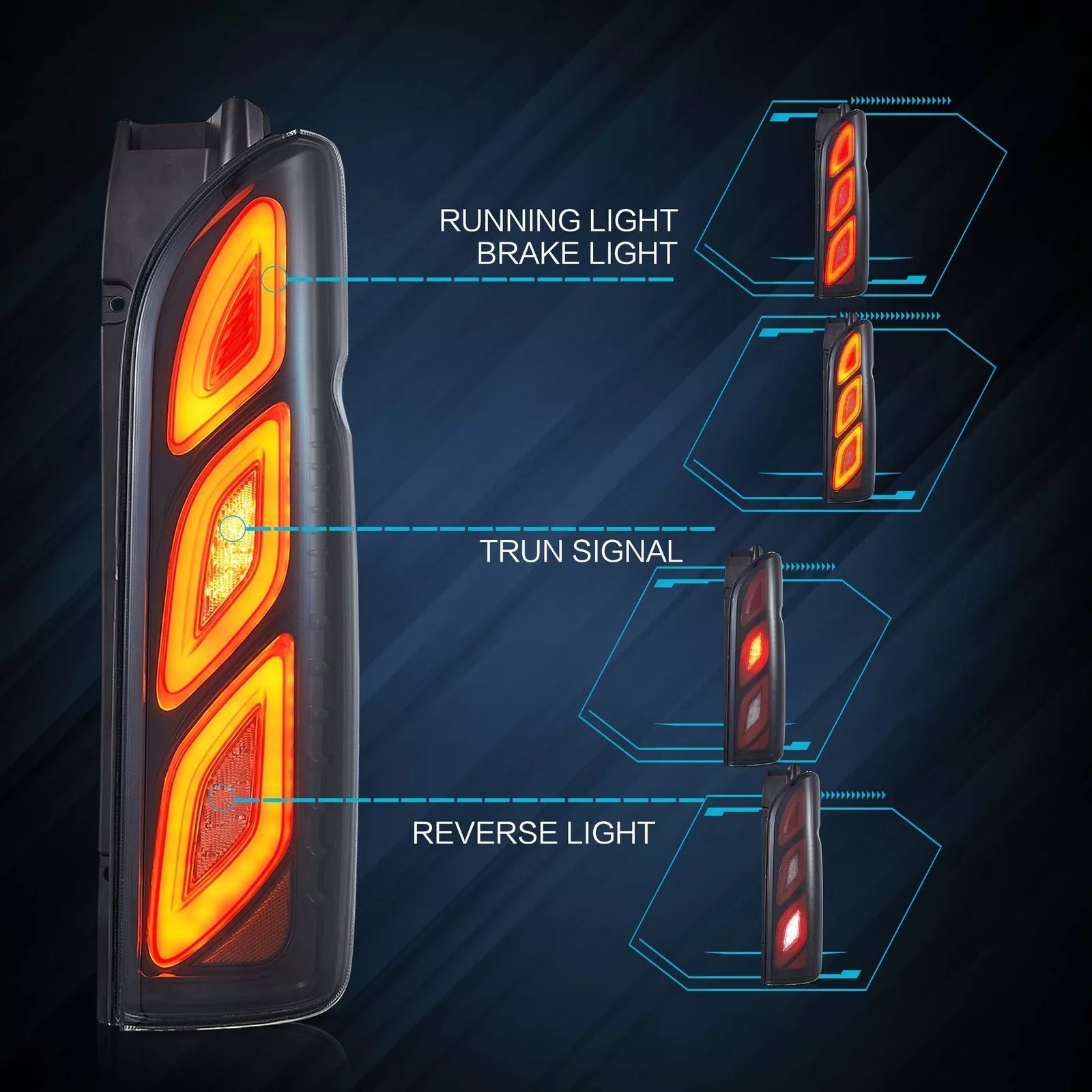 Tail Lights Fit 2005 - 2018 Toyota Hiace Pair - Image 11