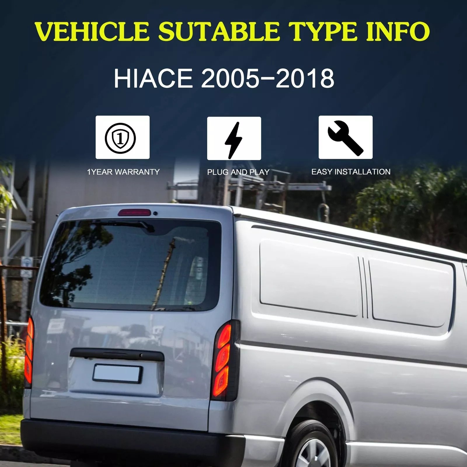 Tail Lights Fit 2005 - 2018 Toyota Hiace Pair - Image 15