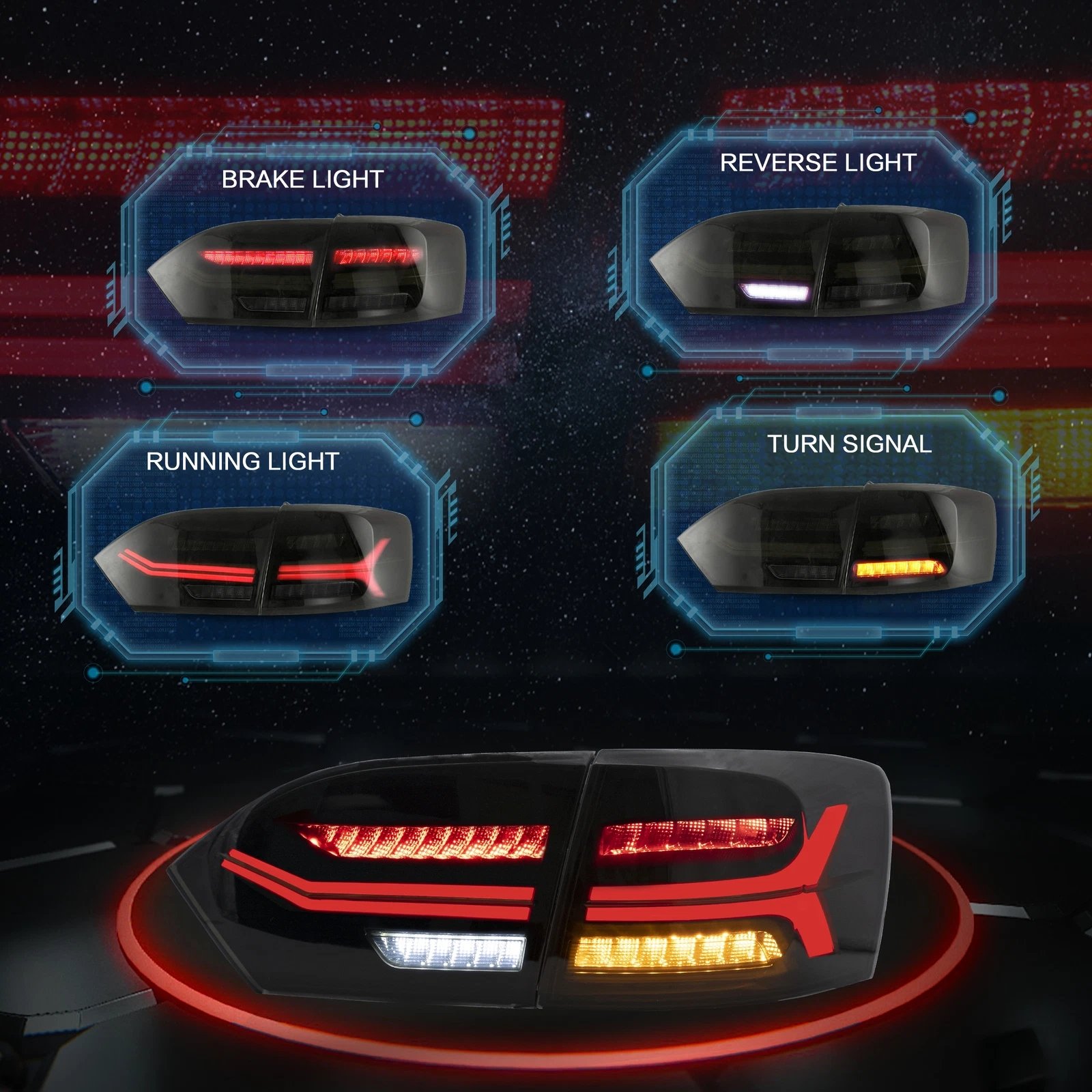 VLAND 2011-2014 Volkswagen Jetta VW MK6 Tail Lights With LED Sequential Pair - Image 14