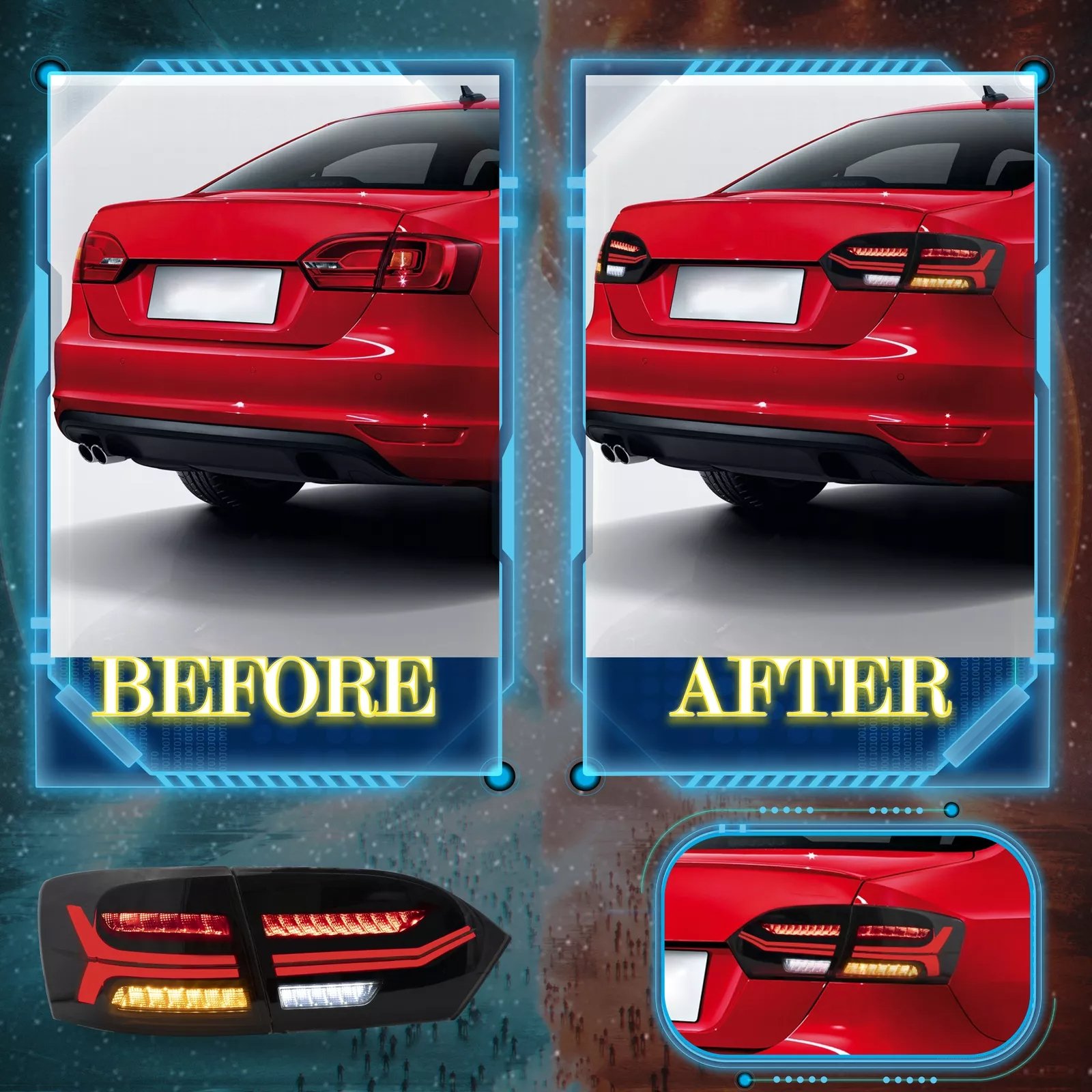 VLAND 2011-2014 Volkswagen Jetta VW MK6 Tail Lights With LED Sequential Pair - Image 16