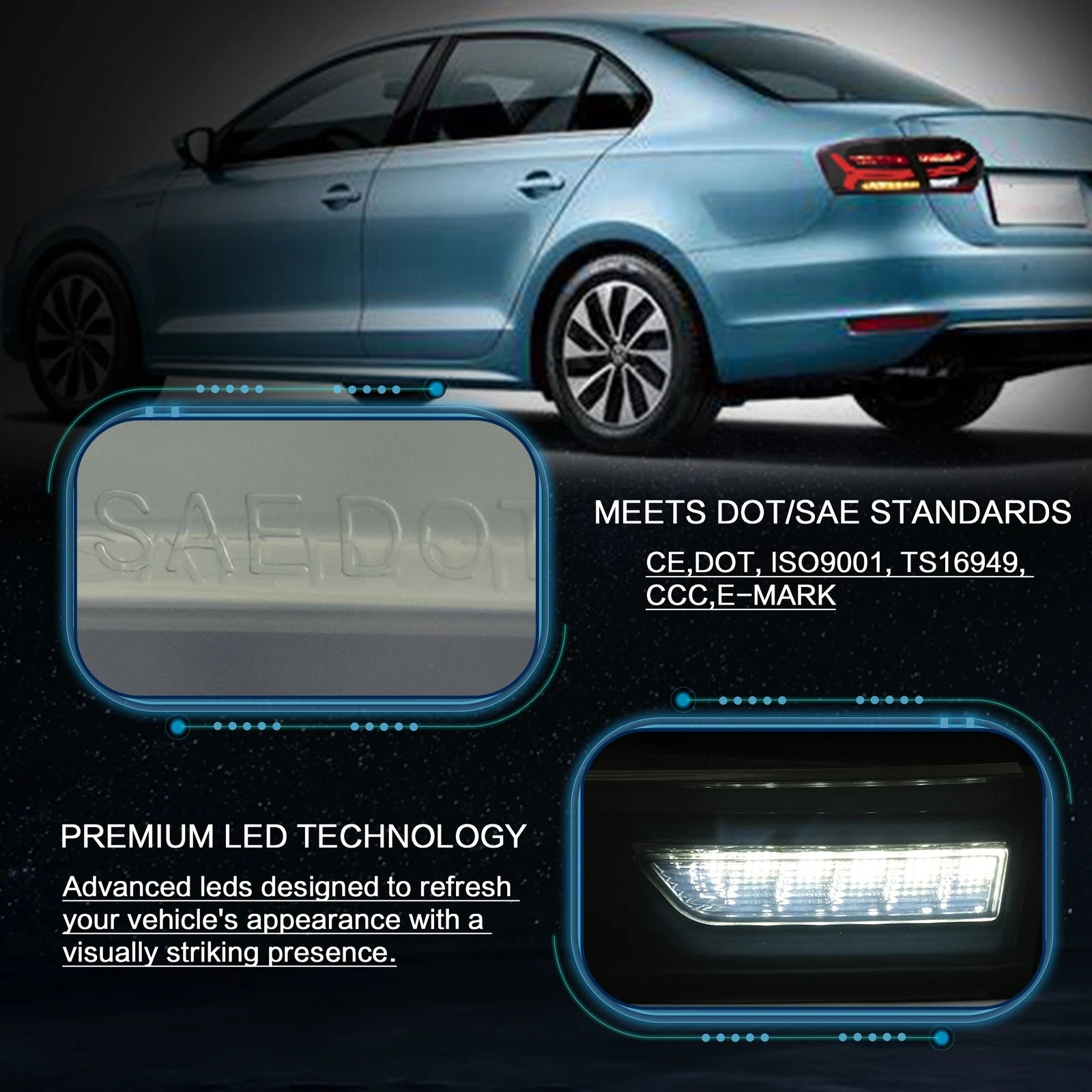 VLAND 2011-2014 Volkswagen Jetta VW MK6 Tail Lights With LED Sequential Pair - Image 20