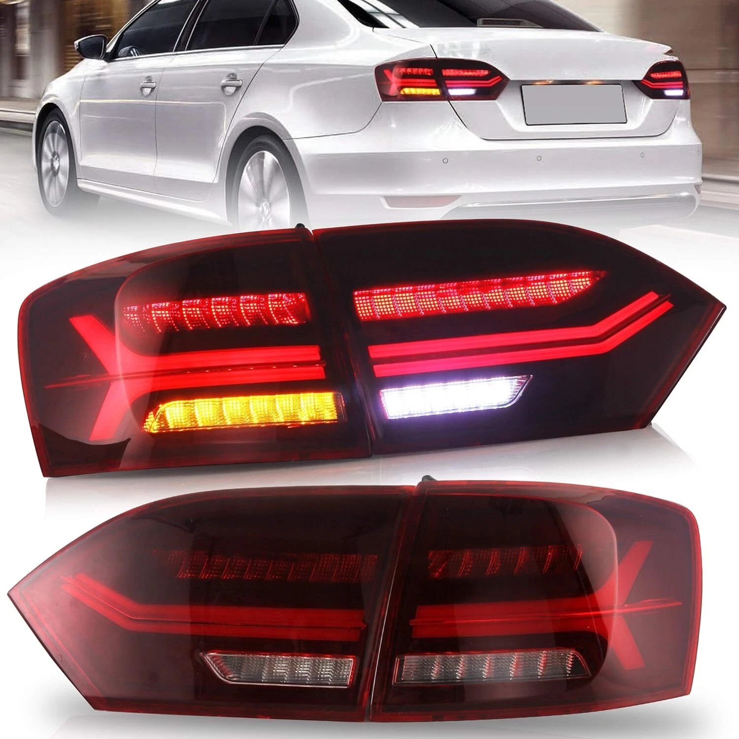 VLAND 2011-2014 Volkswagen Jetta VW MK6 Tail Lights With LED Sequential Pair
