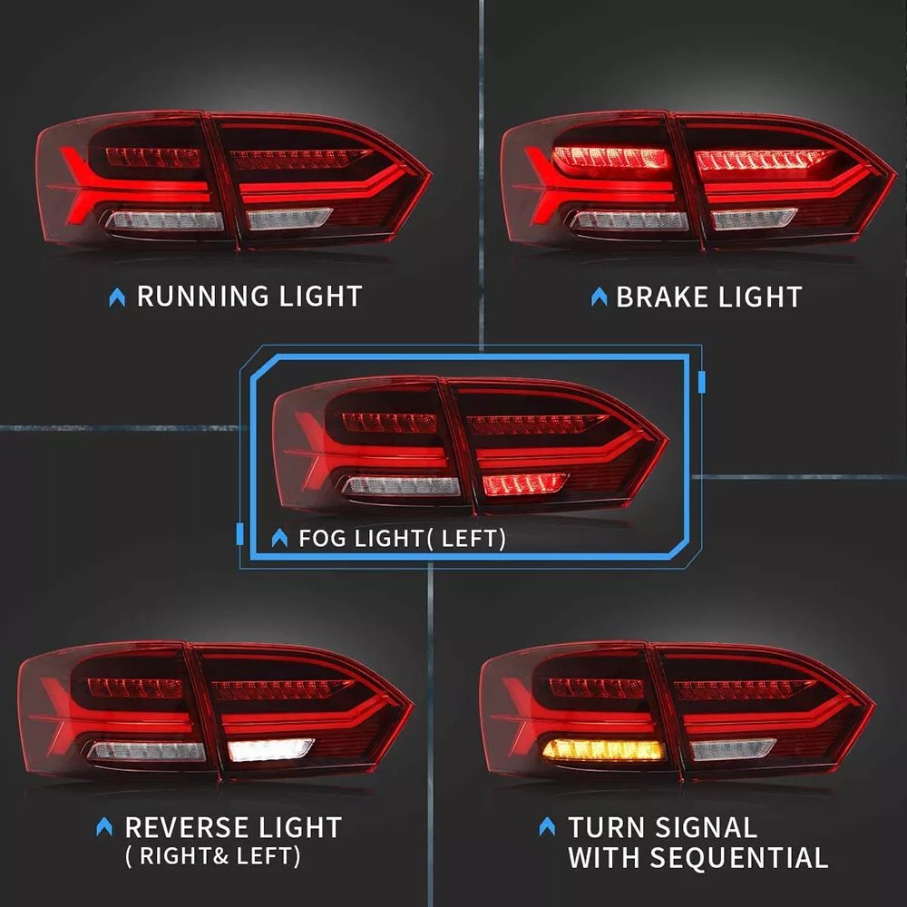 VLAND 2011-2014 Volkswagen Jetta VW MK6 Tail Lights With LED Sequential Pair - Image 3