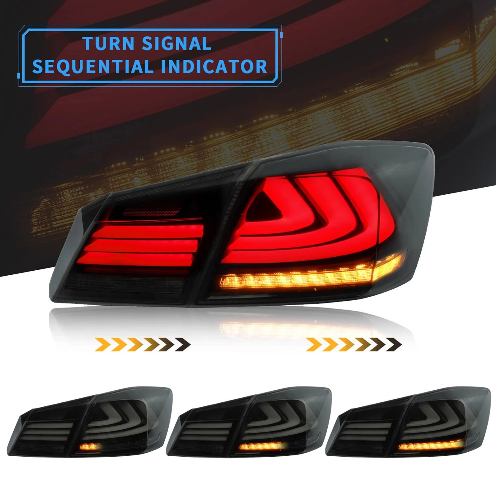 VLAND LED Tail Lights for 13-17 Honda Accord 9th Gen Sedan Pair - Image 3