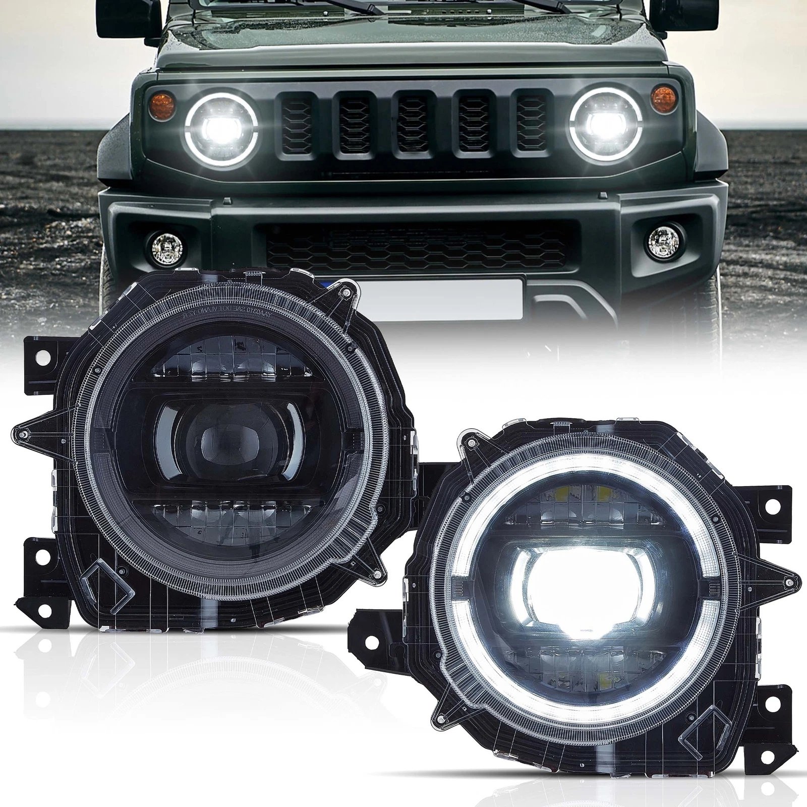 VLAND Headlights for 19-23 Suzuki Jimny Full LED Dual Beam Projector Upgrade Pair