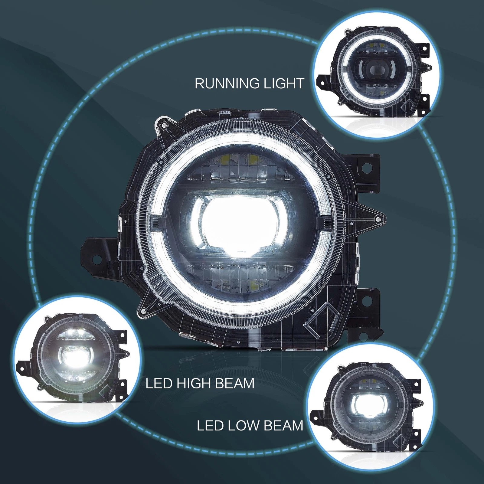 VLAND Headlights for 19-23 Suzuki Jimny Full LED Dual Beam Projector Upgrade Pair - Image 2