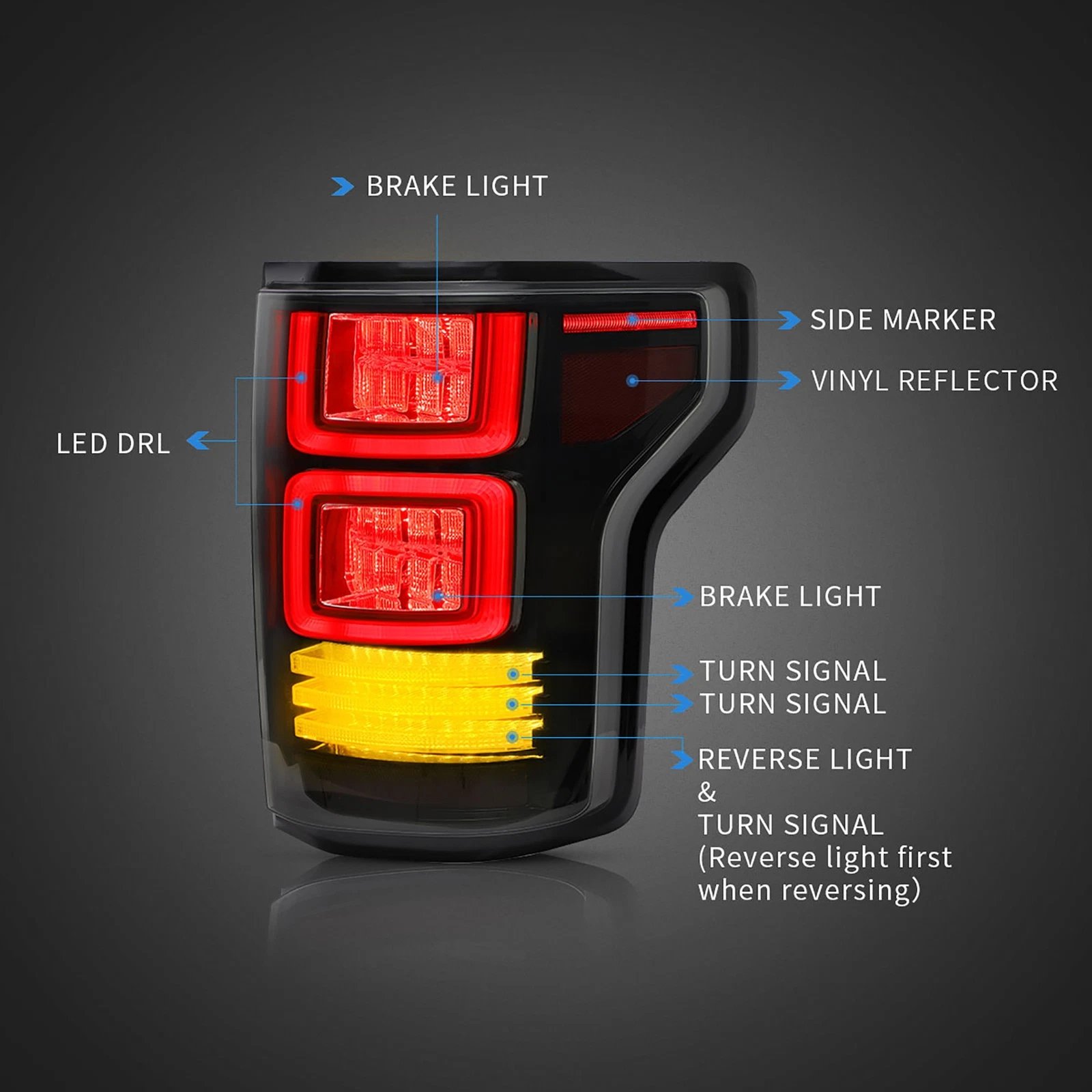 VLAND Tail Lights for Ford F150 15-20 13th Gen (P552) With Sequential Turn Signal Pair - Image 14