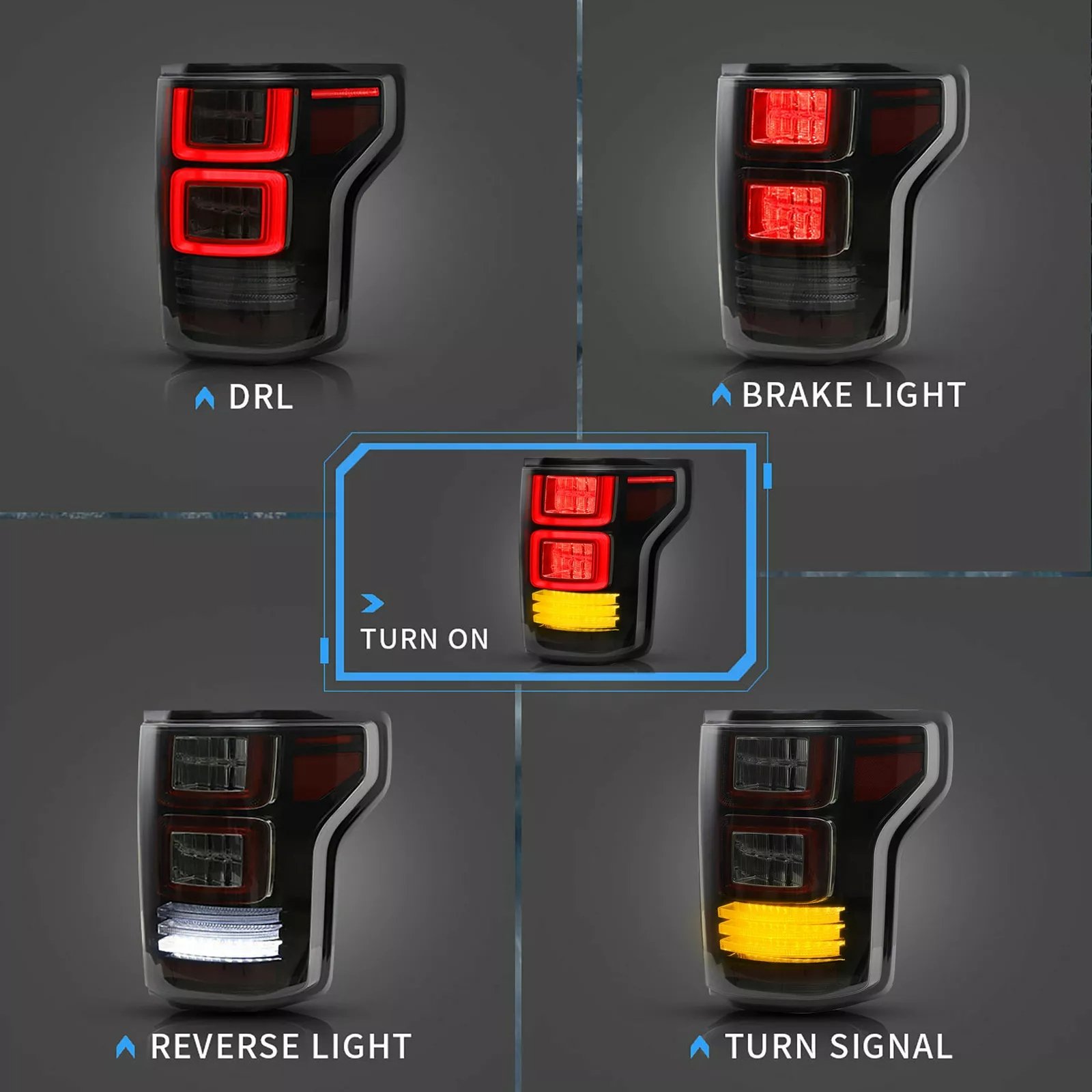 VLAND Tail Lights for Ford F150 15-20 13th Gen (P552) With Sequential Turn Signal Pair - Image 18