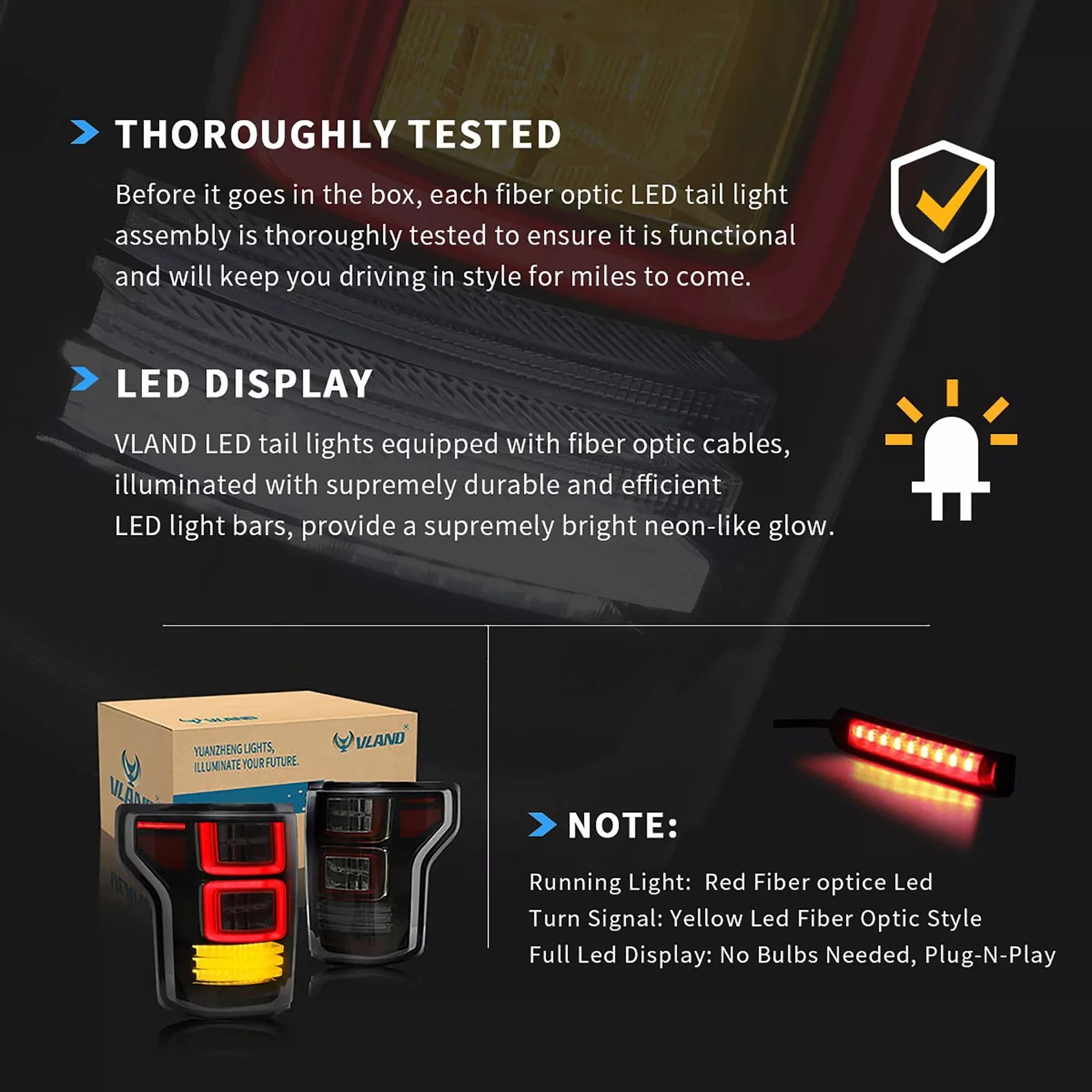 VLAND Tail Lights for Ford F150 15-20 13th Gen (P552) With Sequential Turn Signal Pair - Image 20