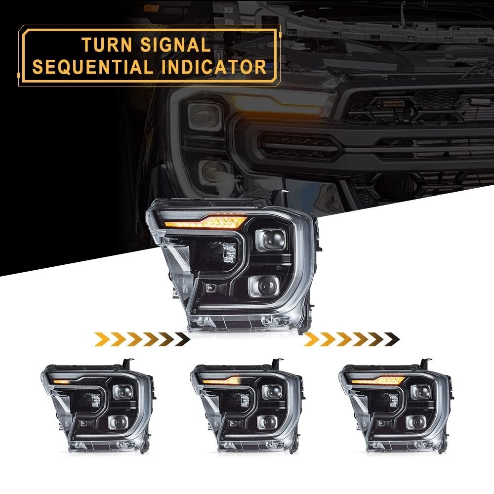 VLAND Full LED Headlights w/Sequential For Ford Ranger PX T9 2022-2025 Lamp Pair - Image 5