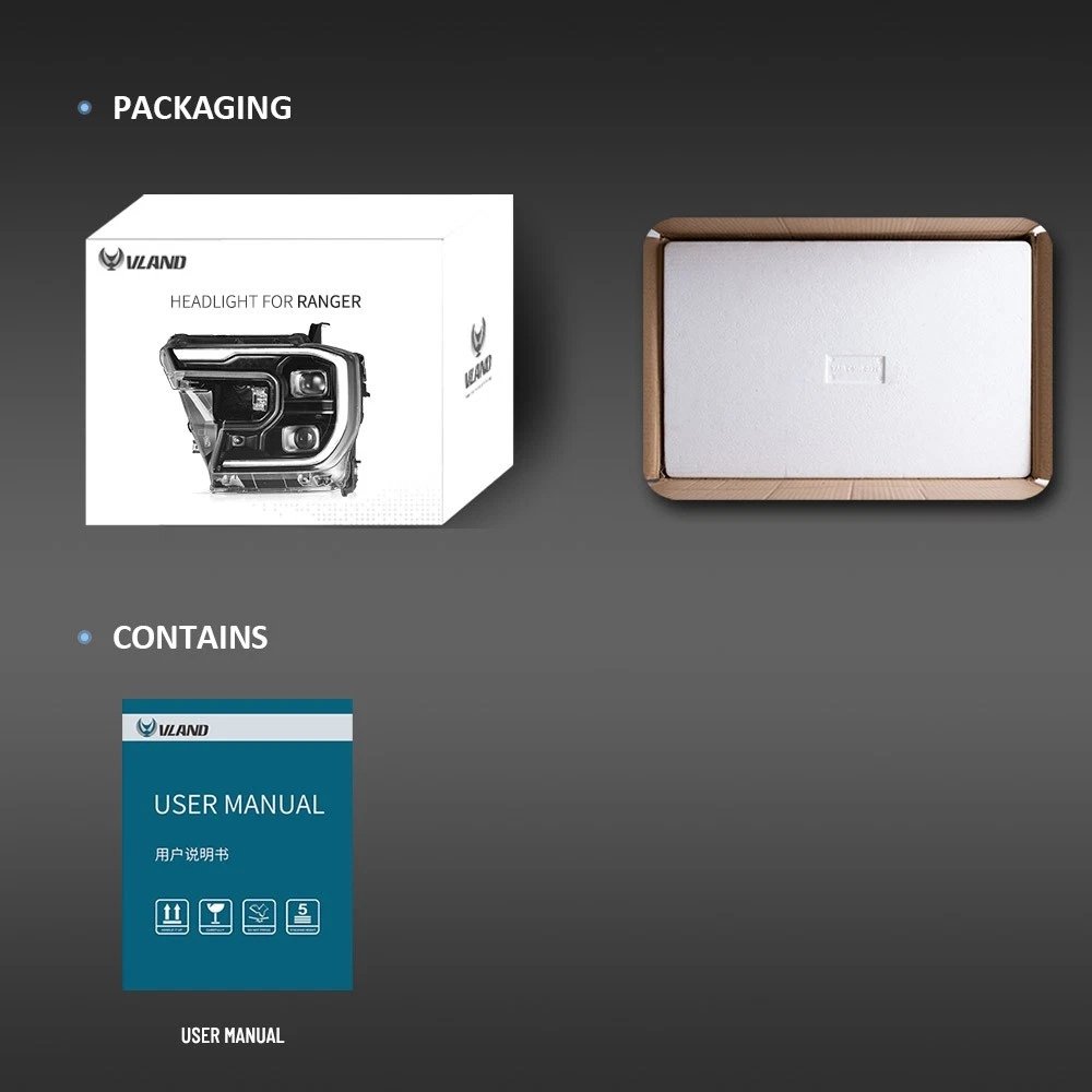 VLAND Full LED Headlights w/Sequential For Ford Ranger PX T9 2022-2025 Lamp Pair - Image 8