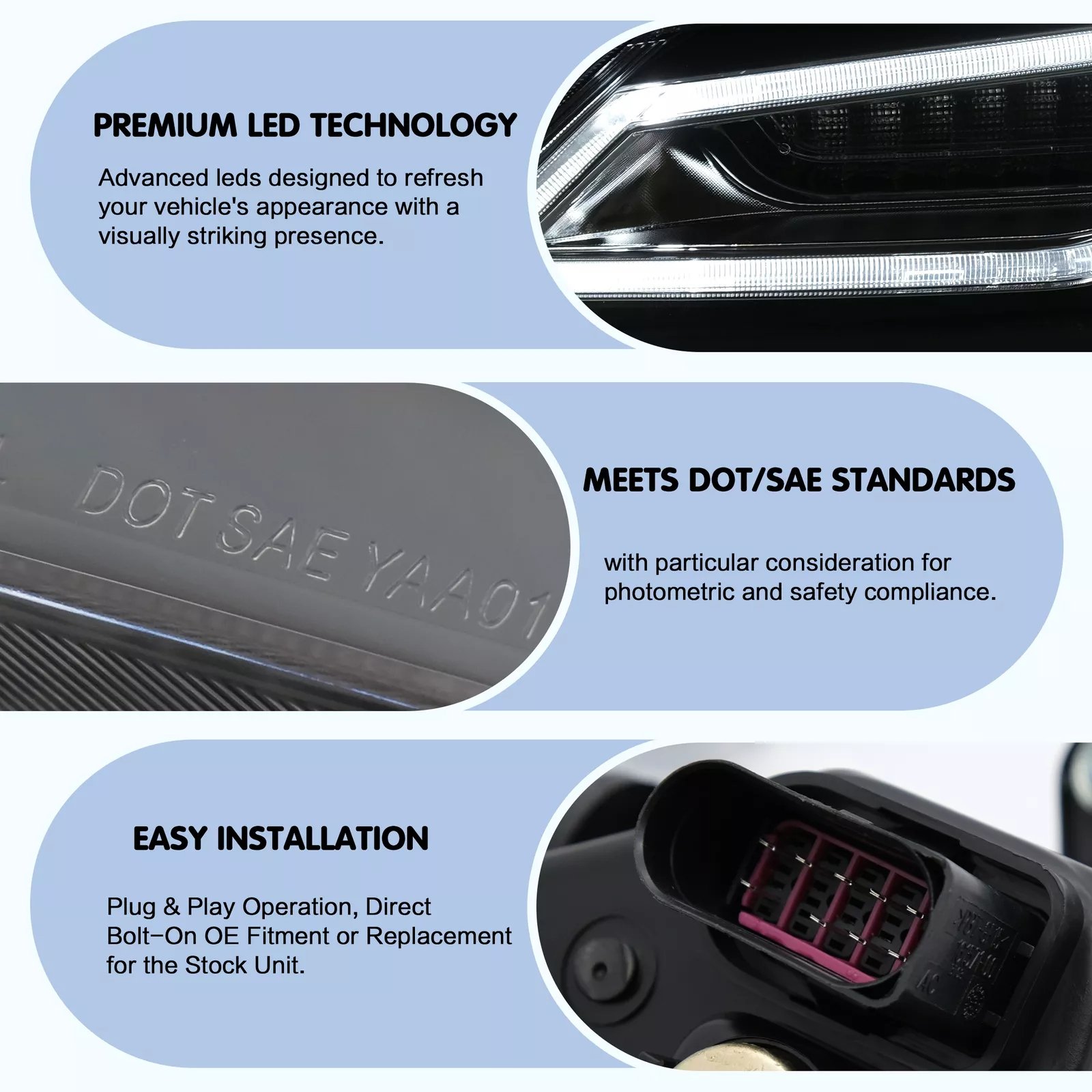 VLAND LED Headlights For Volkswagen 2011-2018 VW Jetta MK6 Pair - Image 3