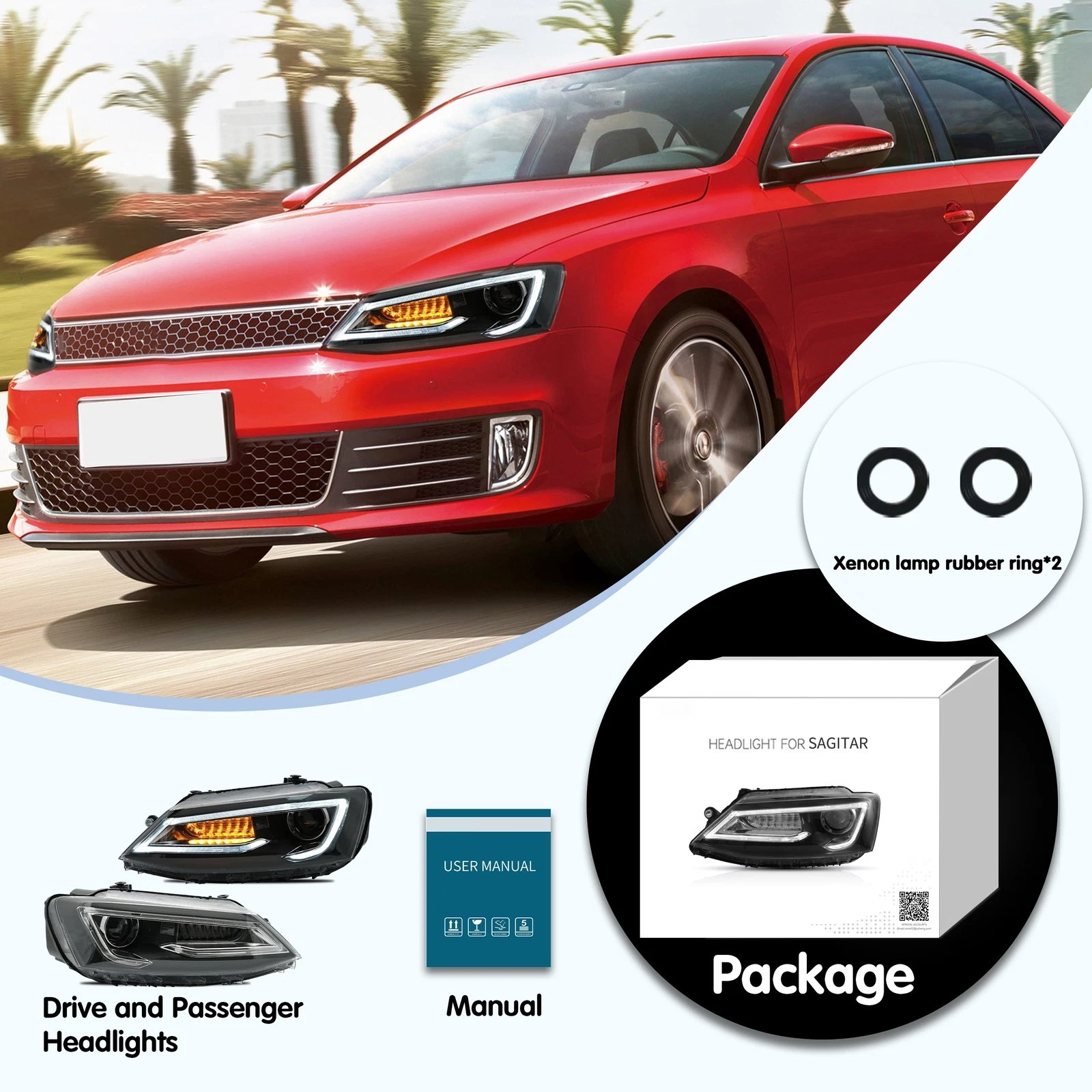 VLAND LED Headlights For Volkswagen 2011-2018 VW Jetta MK6 Pair - Image 8