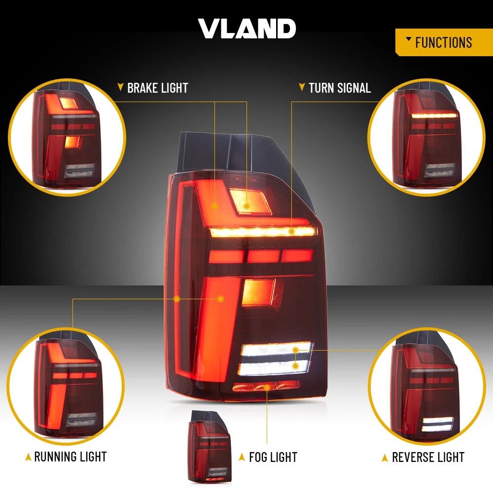 VLAND Pair Tail Light For Volkswagen 2016-2019 VW Transporter Multivan Caravelle T6 - Image 2