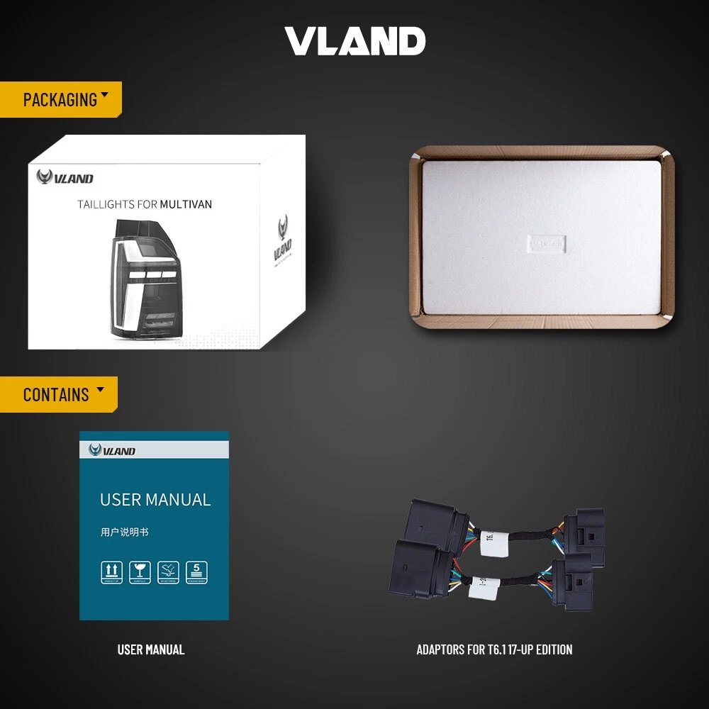 VLAND Pair Tail Light For Volkswagen 2016-2019 VW Transporter Multivan Caravelle T6 - Image 13